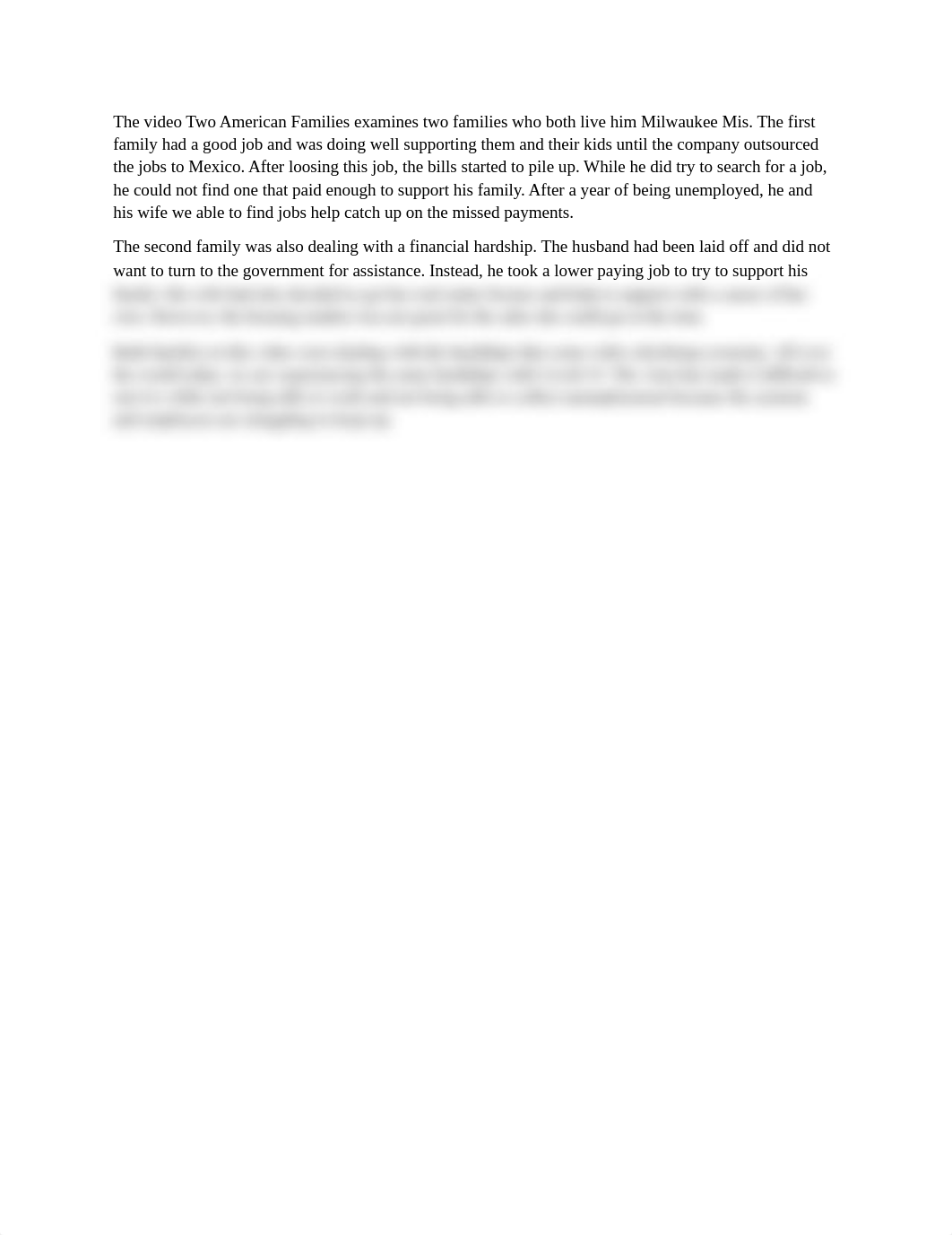 The video Two American Families examines two families who both live him Milwaukee Mis.docx_drbqcfqm9u1_page1