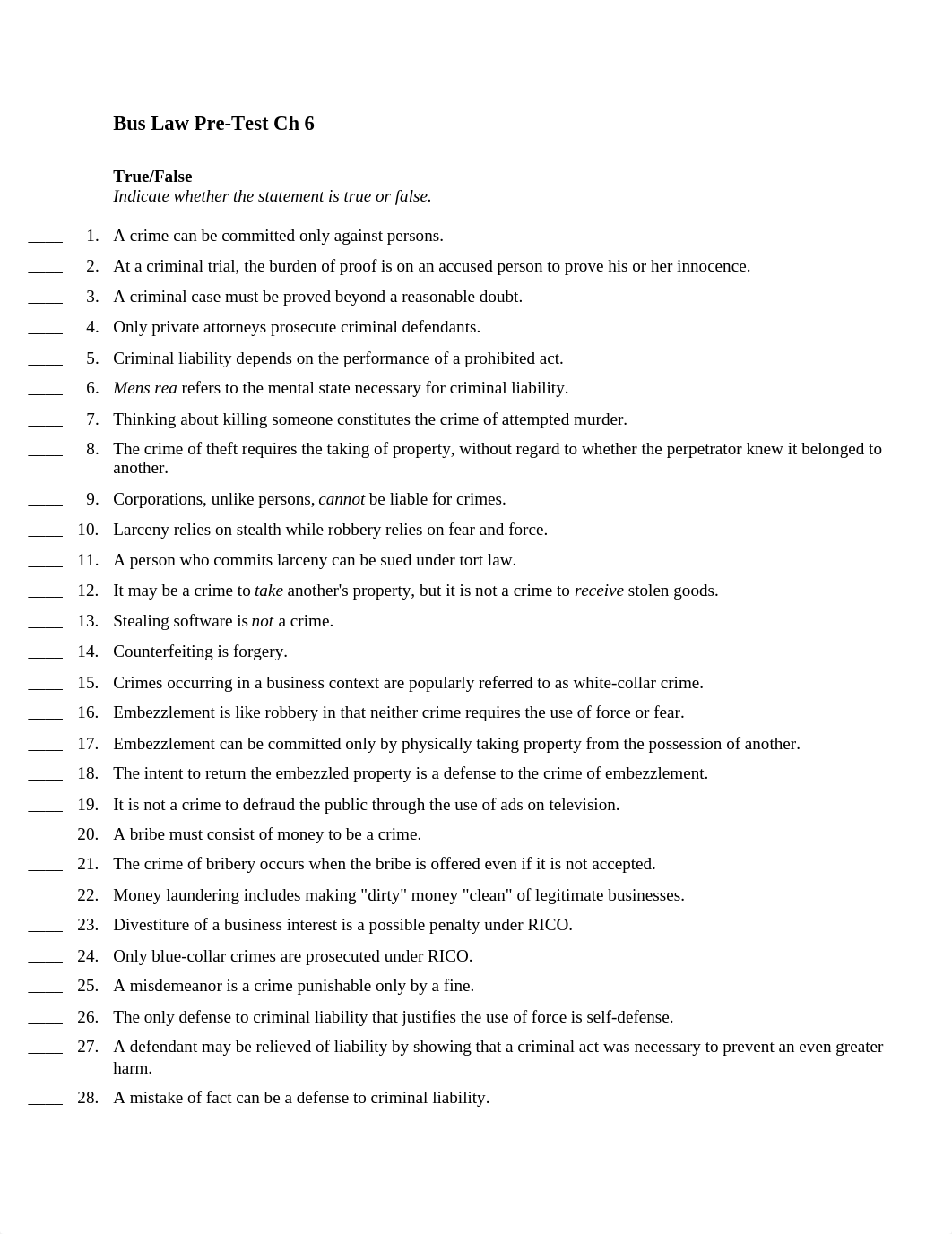 Bus Law Pre-Test Ch 6  Criminal Law_drcje4m91pm_page1