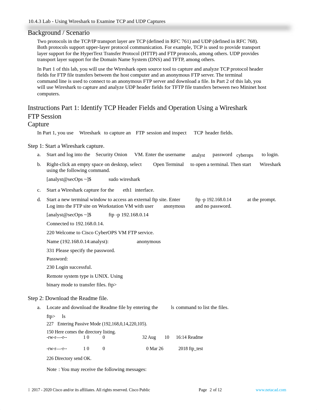 10.4.3 Lab - Using Wireshark to Examine TCP and UDP Captures.docx_drckrxrhtli_page2