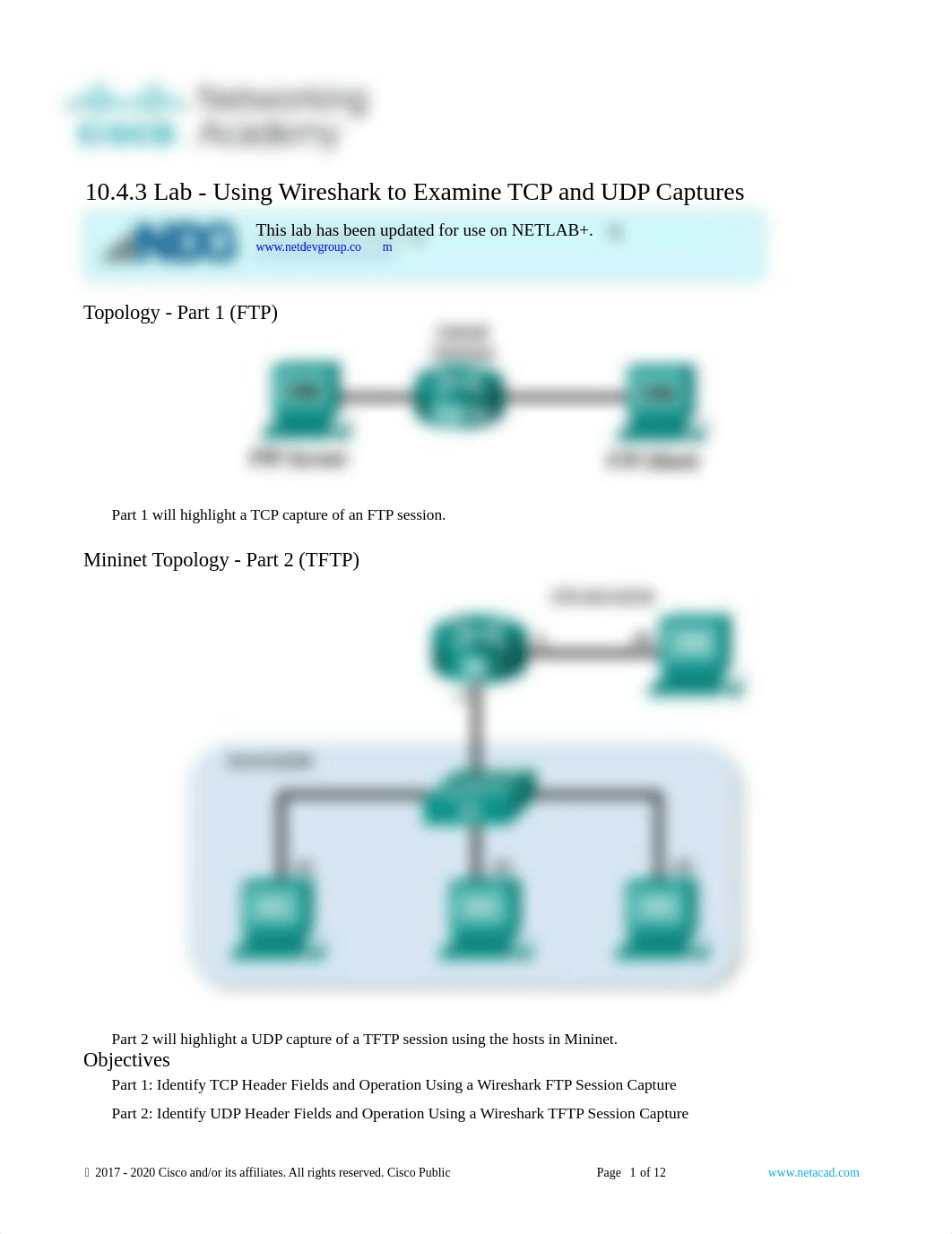 10.4.3 Lab - Using Wireshark to Examine TCP and UDP Captures.docx_drckrxrhtli_page1