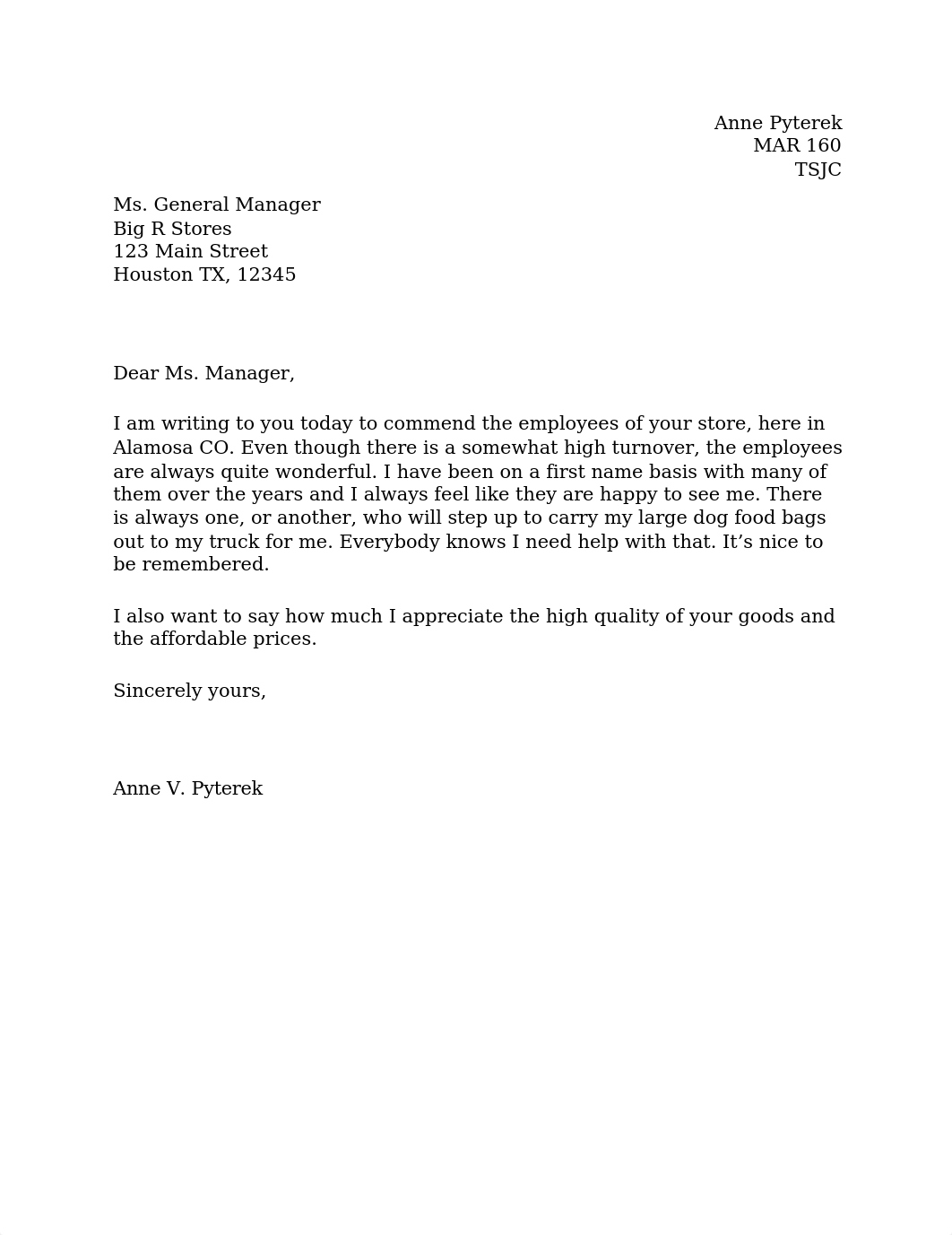 MAR 160 Praise Complaint letters Pyterek.docx_drcr05m9znd_page1