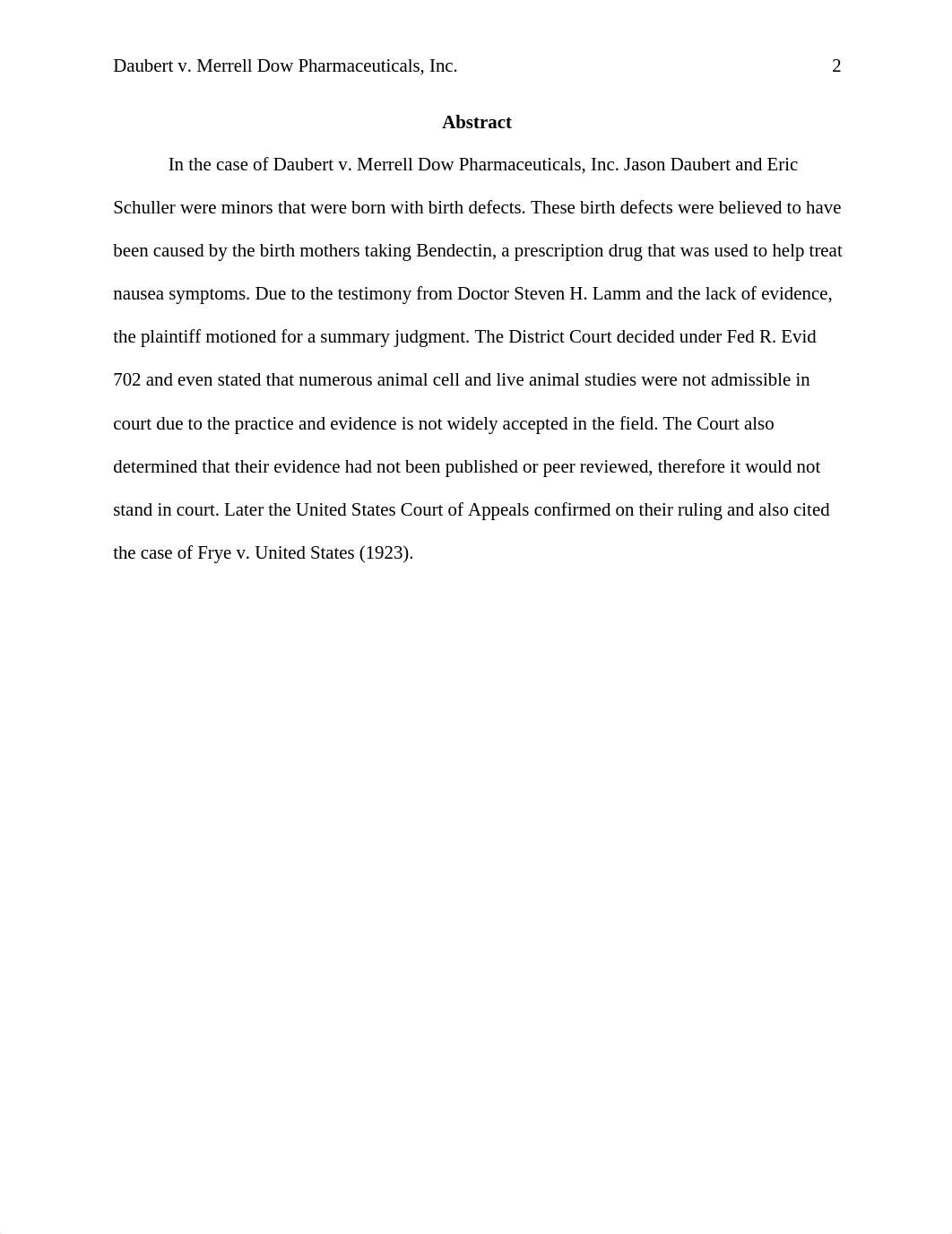 CJUS 369 Daubert Case Brief.docx_drcv9kqcrns_page2