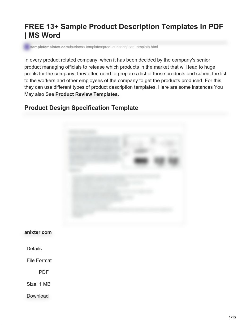 sampletemplates.com-FREE 13 Sample Product Description Templates in PDF  MS Word.pdf_drd2c7eogxn_page1