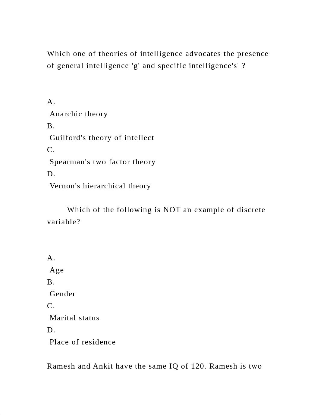 Which one of theories of intelligence advocates the presence of gene.docx_drdq8j39oip_page2