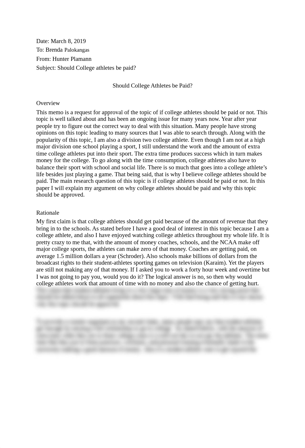 Paper #2 College writing (Should College Athletes be Paid)_dre4rv2z3b9_page1