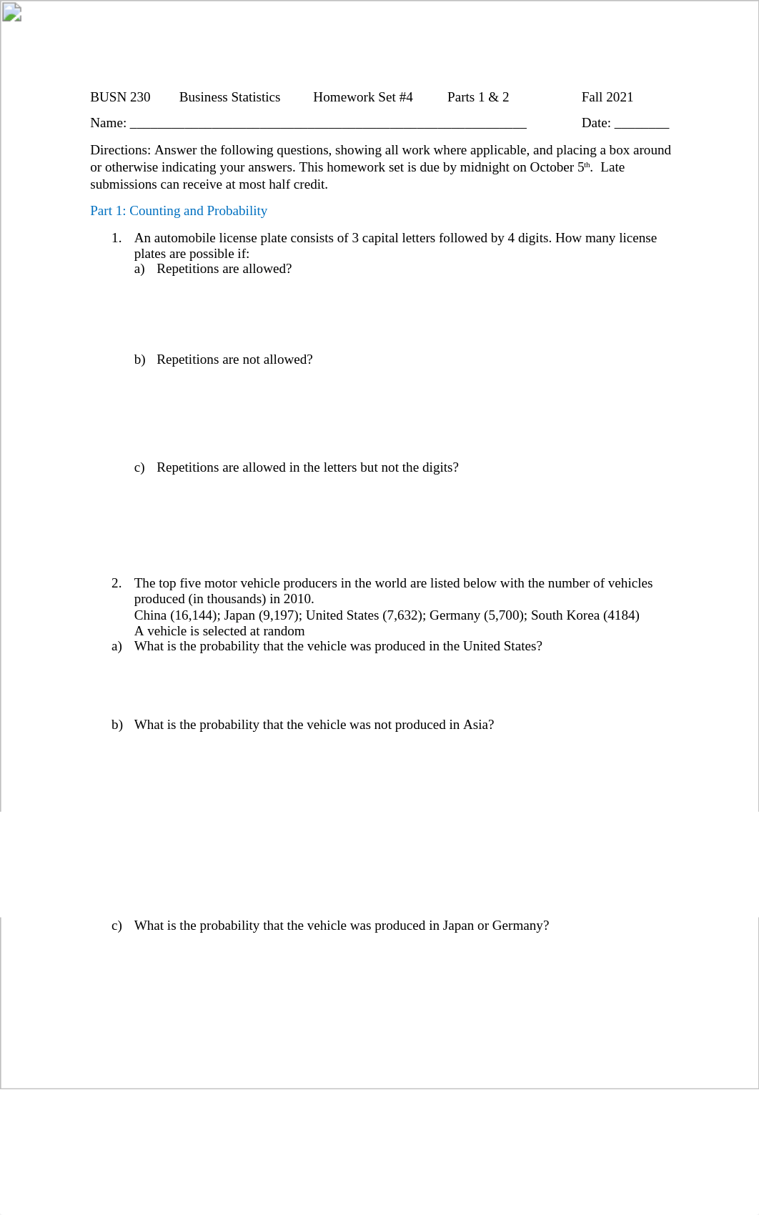 BUSN 230 HW 4 Part 1 and Part 2 (1).docx_dreocue1kka_page1