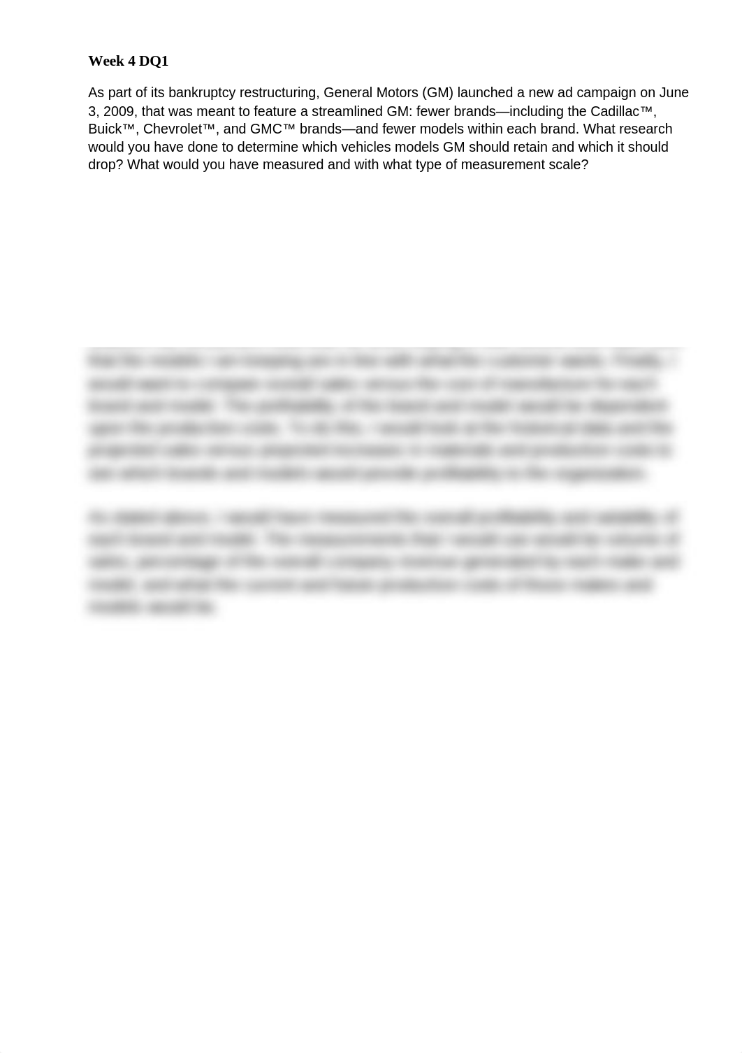 RES 351 Week 4 DQ 1 (Vehicles Models GM should Retain Research )_drg3kulylvr_page1