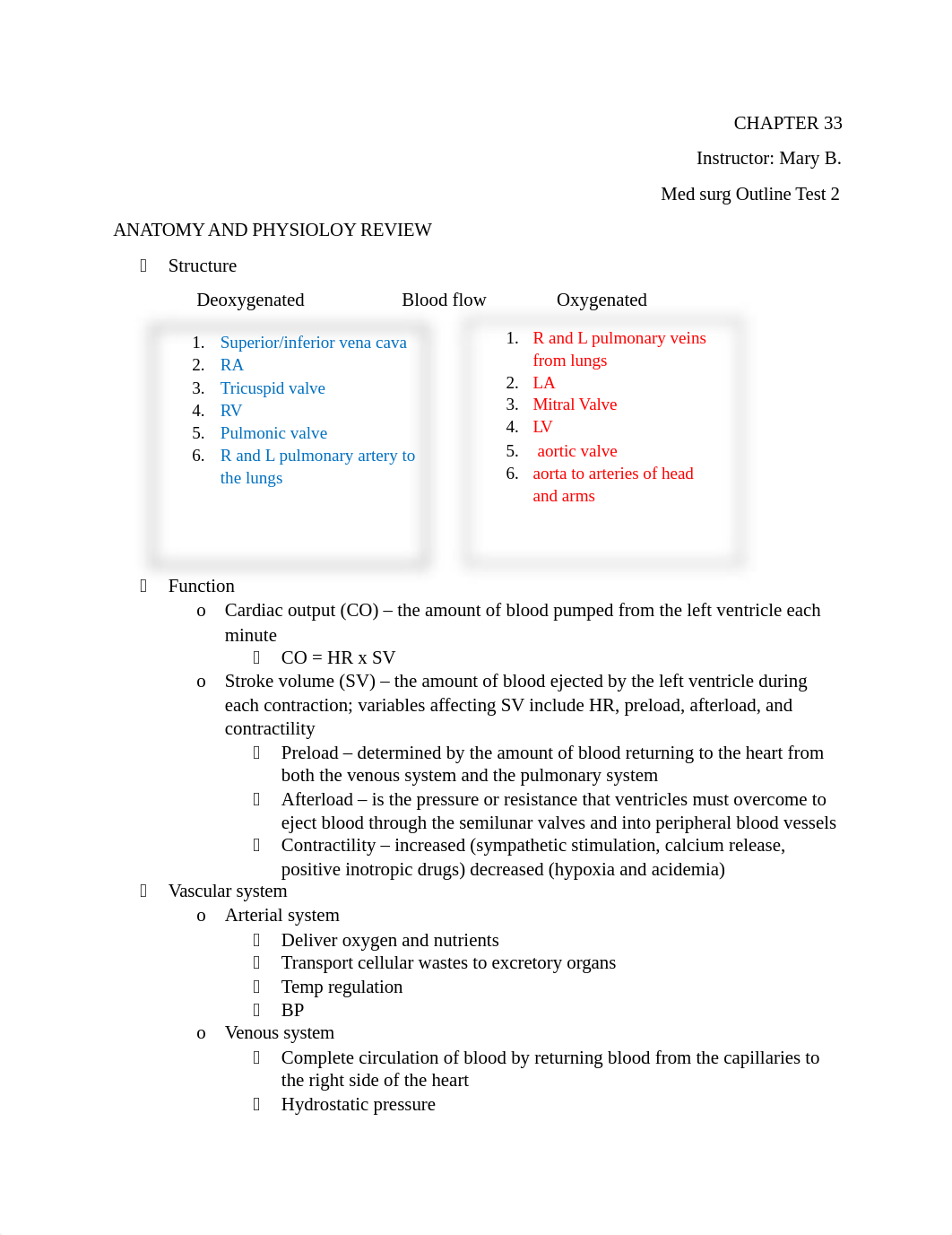 Chapter 33 Assessment of the cardiovascular system Med surg outline .docx_drgmzqtk2dh_page1