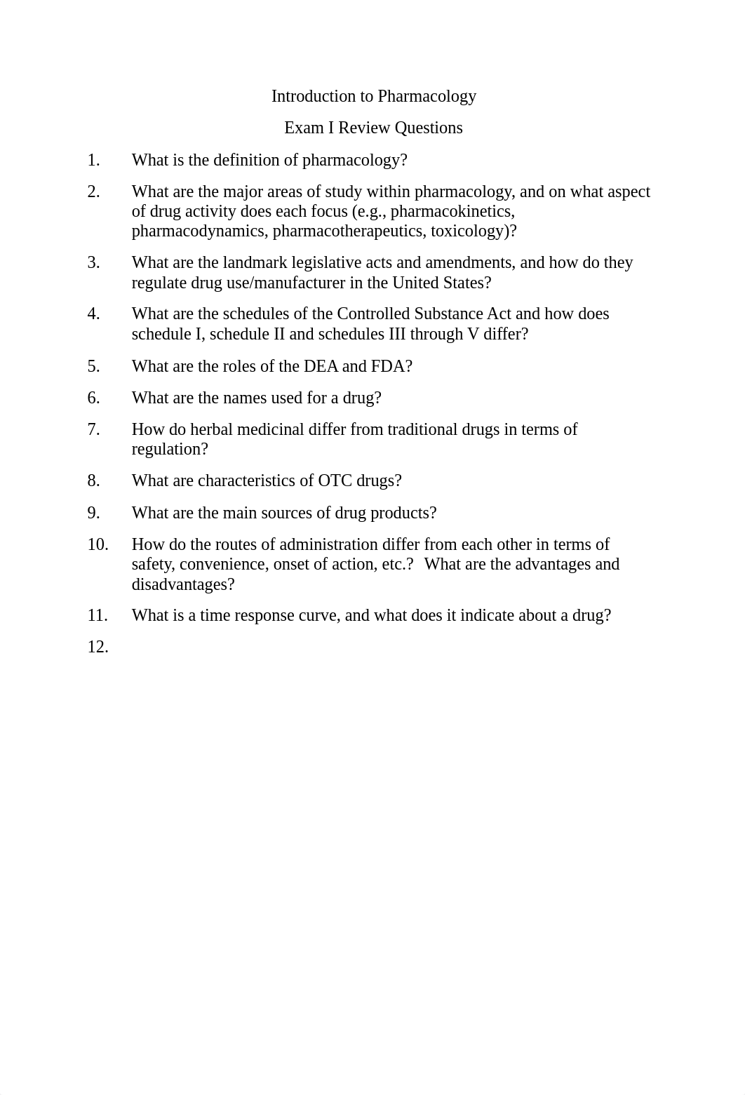 Introduction to Pharmacology Exam I Review Questions.pdf_drh077l3n9k_page1