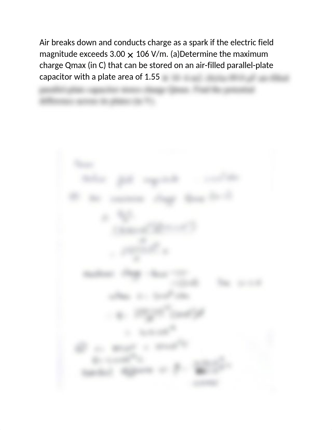 Air breaks down and conducts charge as a spark if the electric field magnitude exceeds 3.00x106 Vm.d_drhaynczxfa_page1