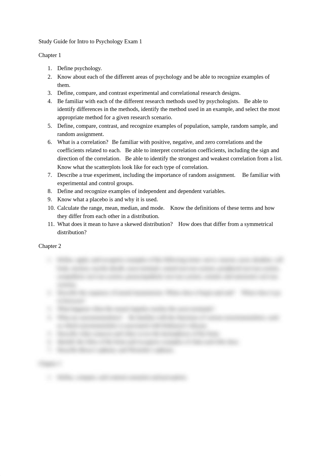 Study Guide for Intro to Psychology Exam 1 (1).docx_drhwvjba9h7_page1