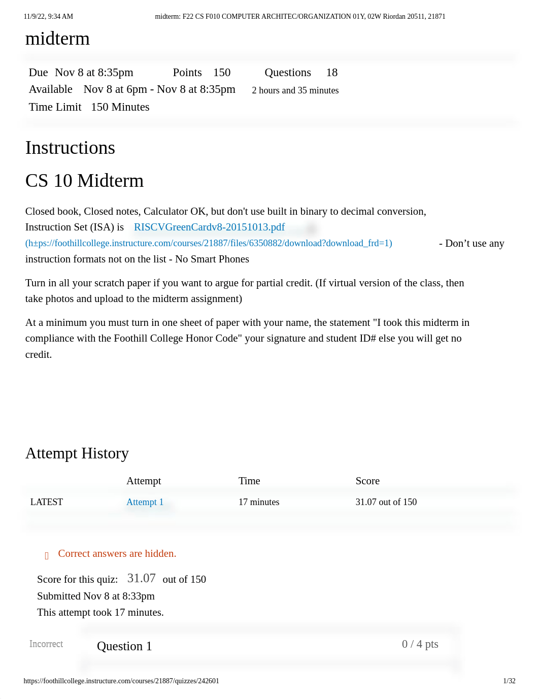 midterm_ F22 CS F010 COMPUTER ARCHITEC_ORGANIZATION 01Y, 02W Riordan 20511, 21871.pdf_drhxd1zlhdw_page1