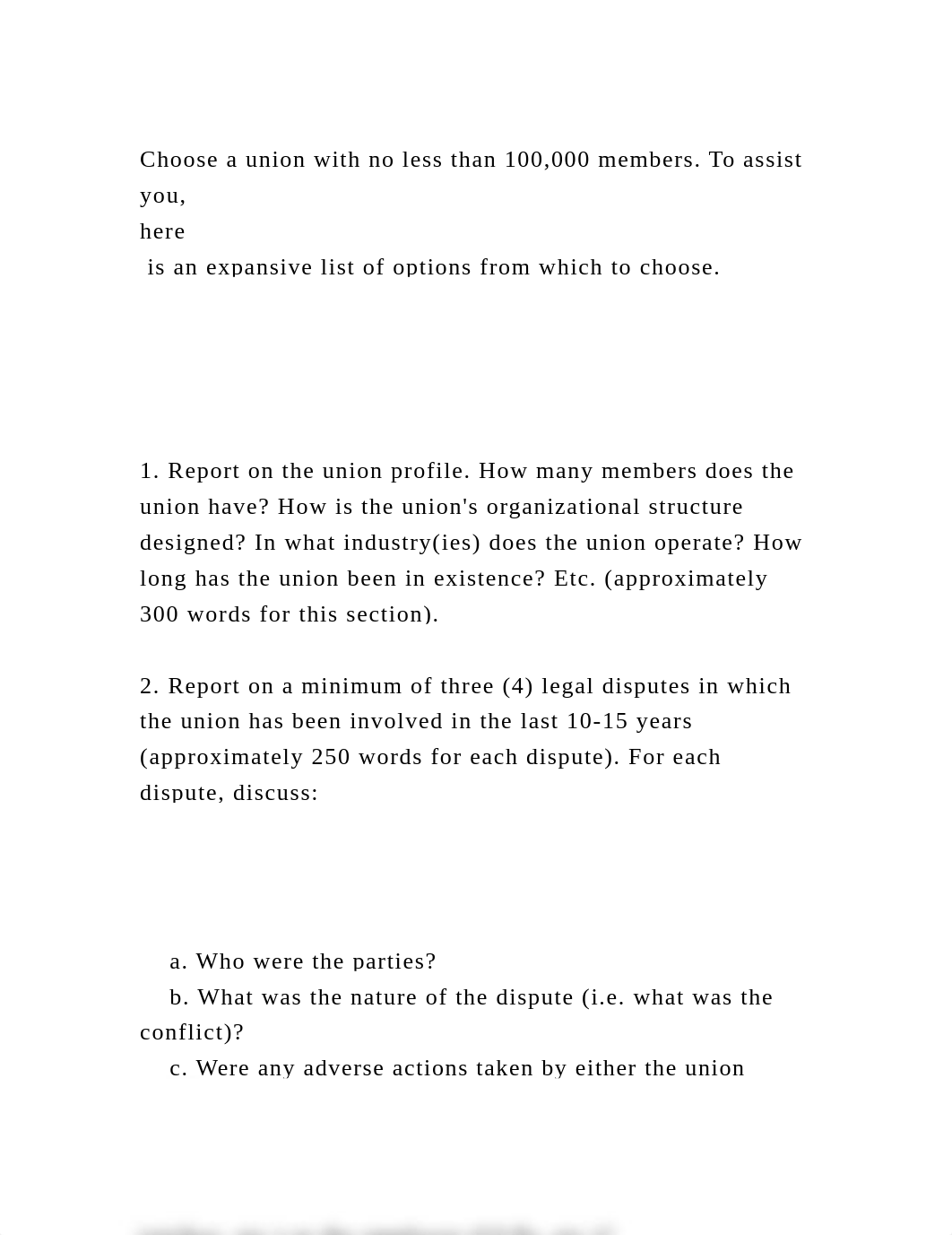 Choose a union with no less than 100,000 members. To assist you, h.docx_drifn49rqqn_page2