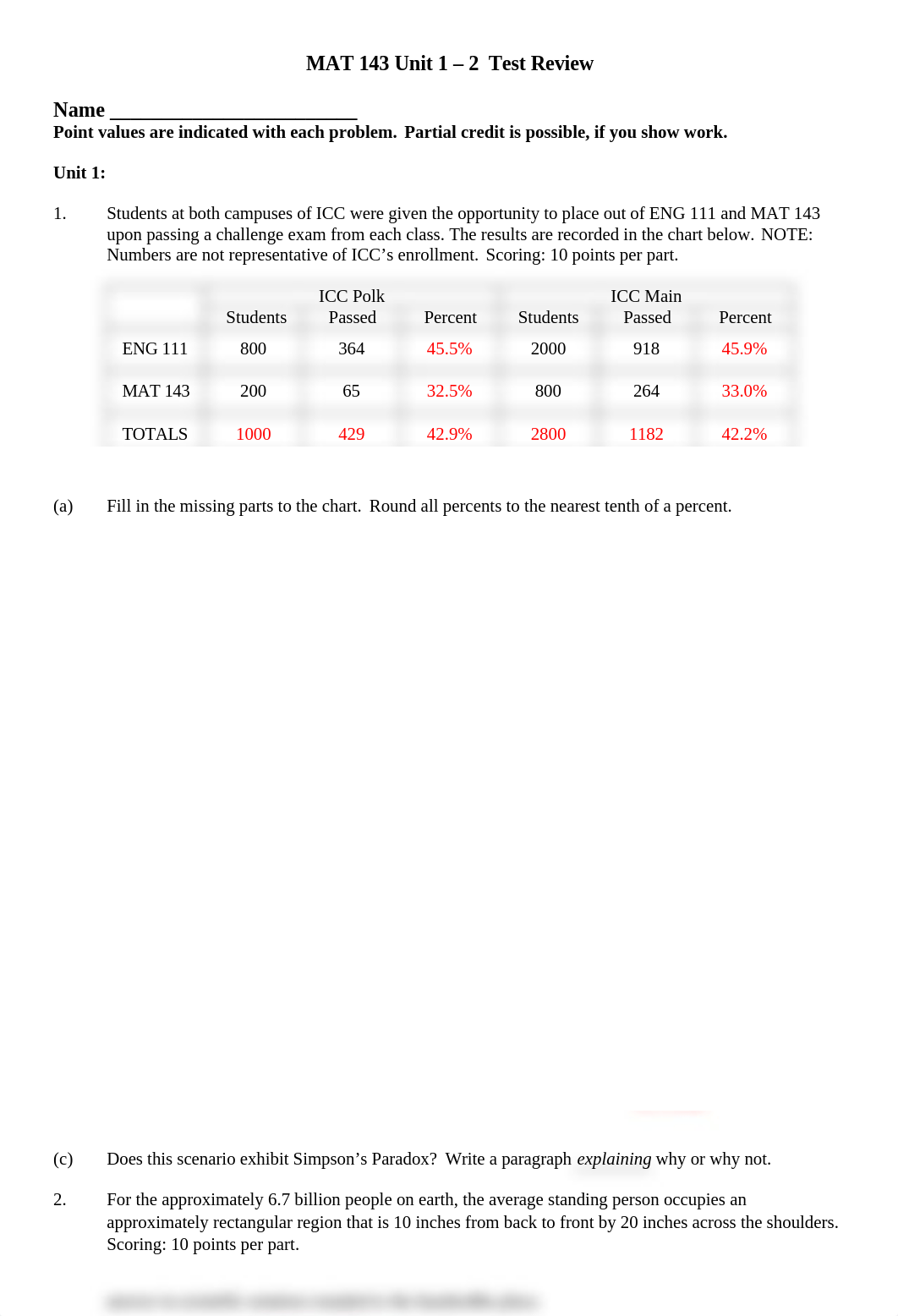 MAT 143 Unit 1-2 Test Review - KEY(1) (1).docx_drins22izj1_page1