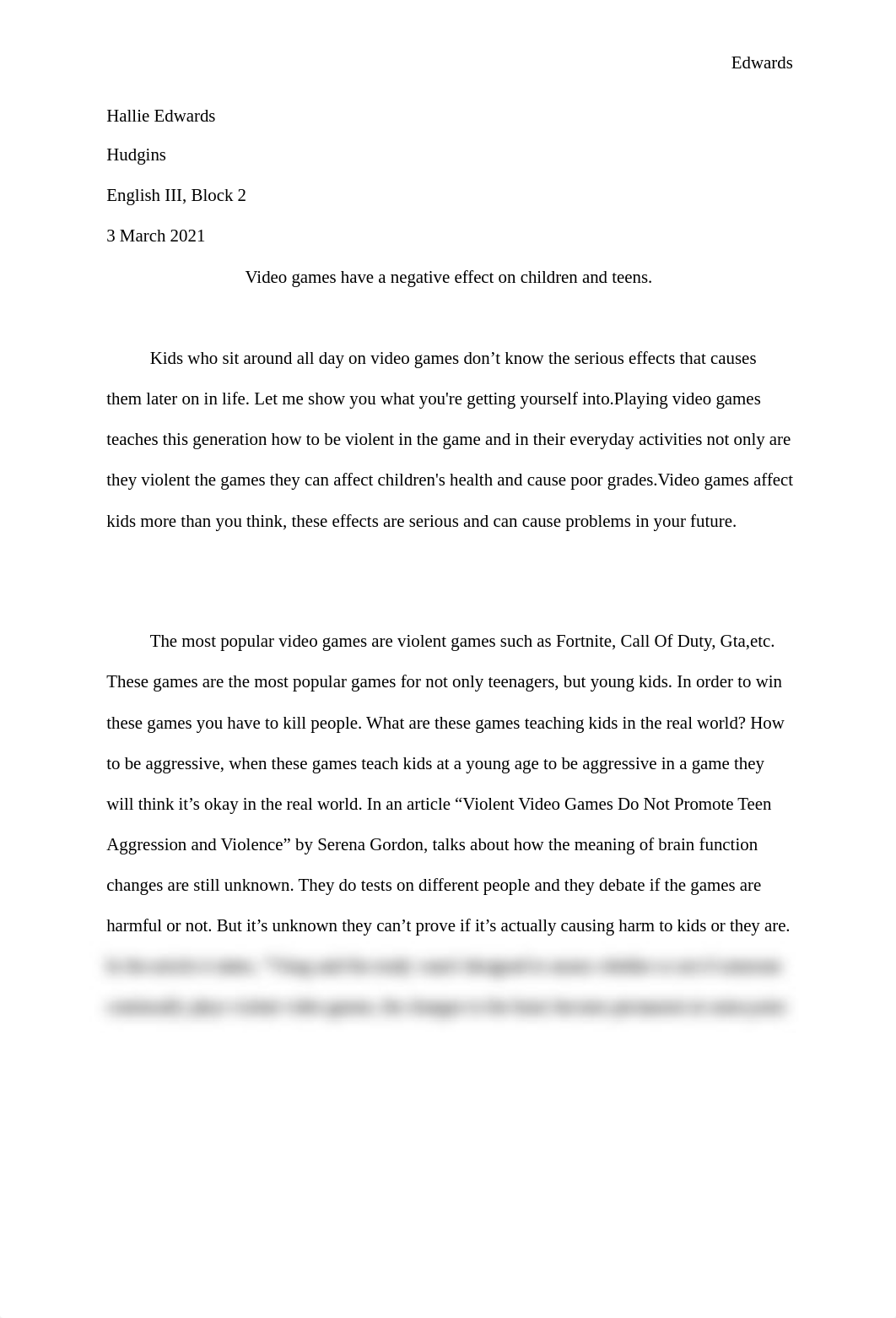 Video games have a negative effect on children and teenagers-Hallie Edwards.docx_drj43v1rm1b_page1