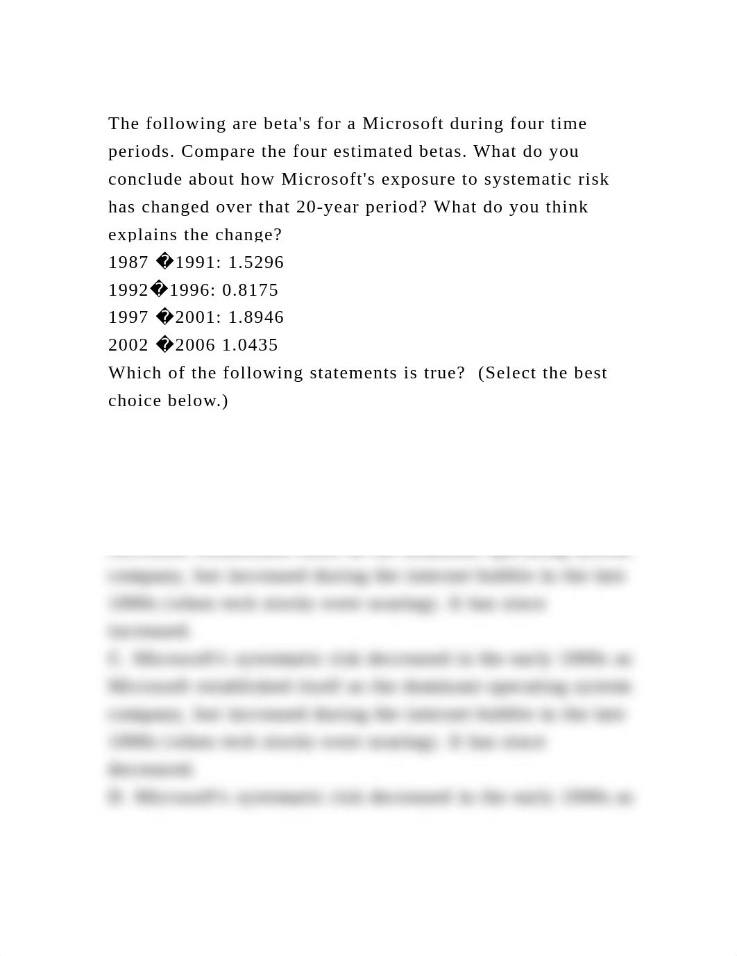 The following are betas for a Microsoft during four time periods. C.docx_drjdplrdlo2_page2