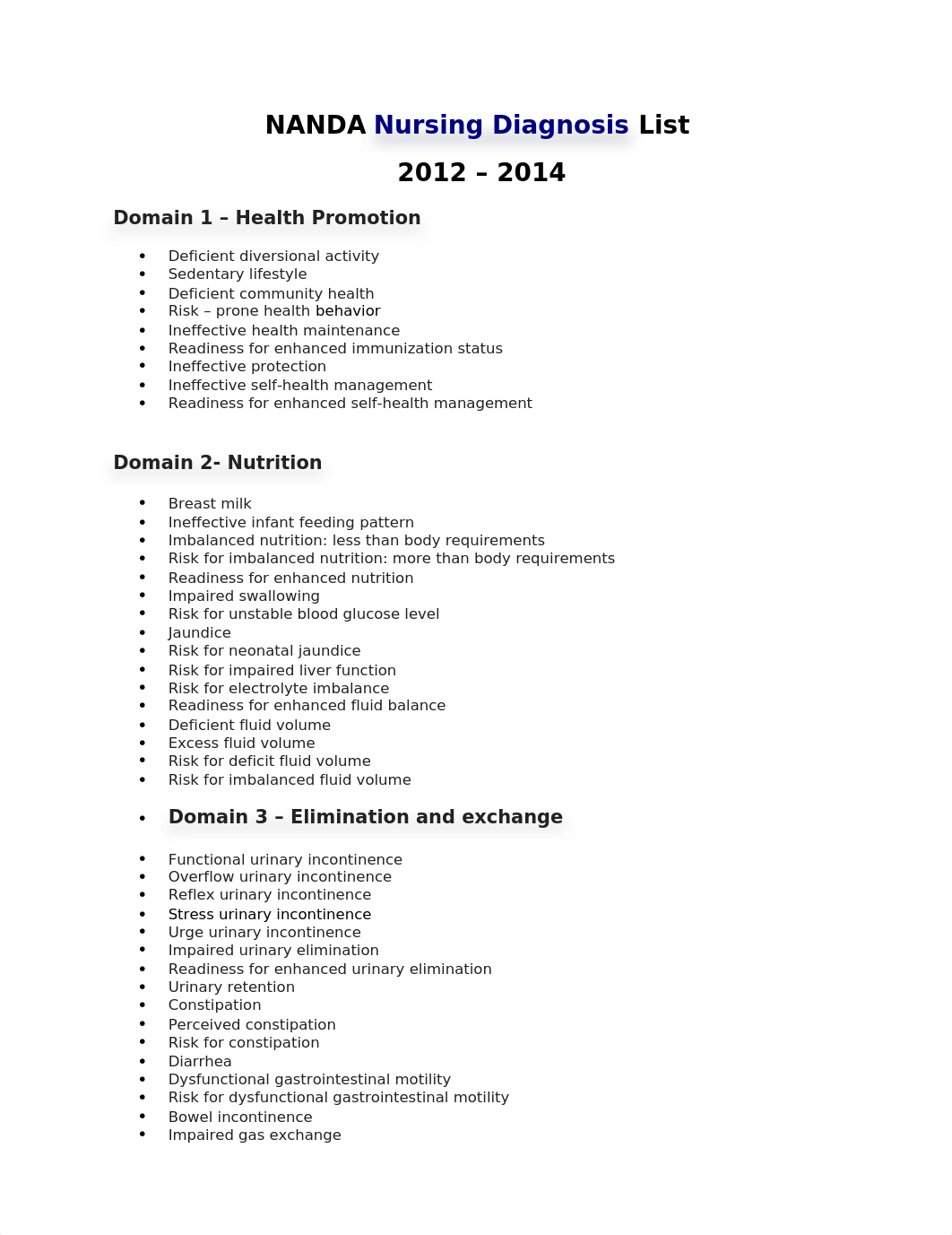 NANDA Nursing Diagnosis List 2012-2014_drjdys5voxy_page1