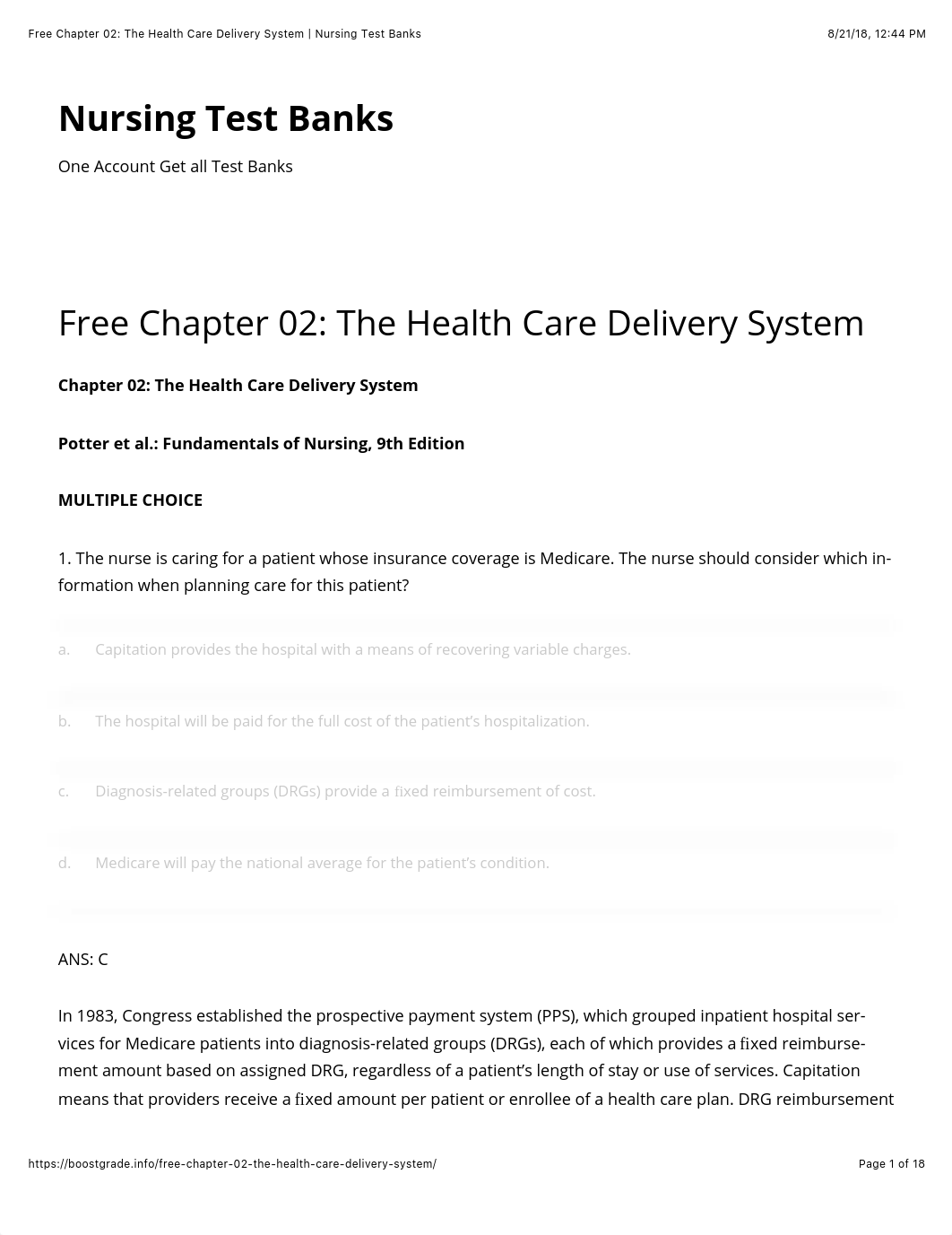 Free Chapter 02: The Health Care Delivery System | Nursing Test Banks.pdf_drk1r8mkzza_page1