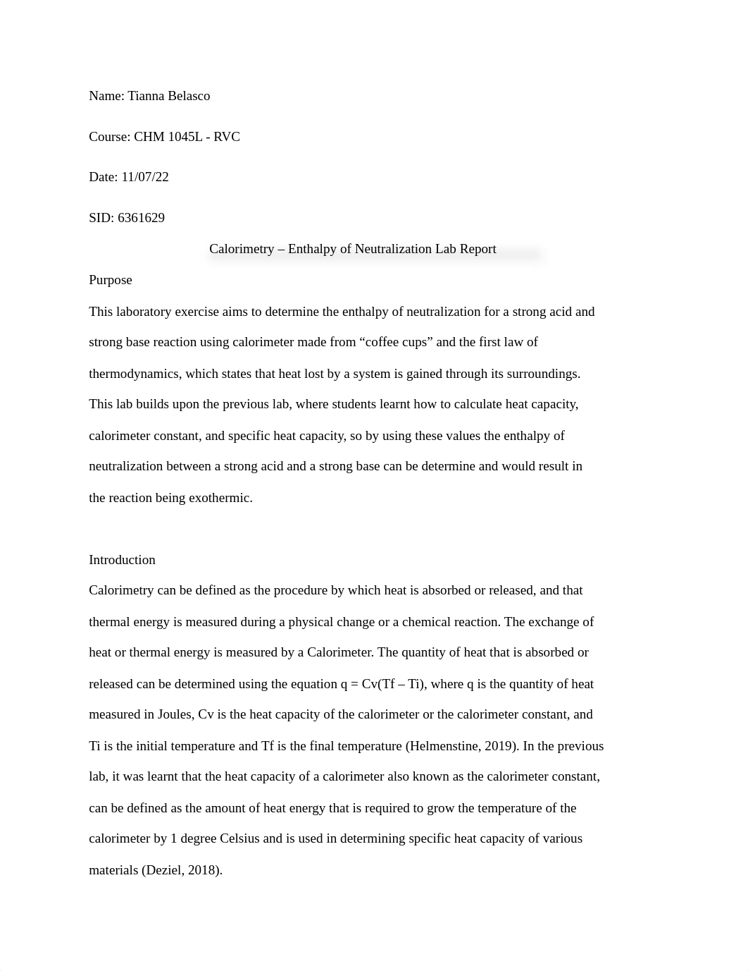 Calorimetry - Enthalpy of Neutralization Lab Report.docx_drkiwdvt8o9_page1