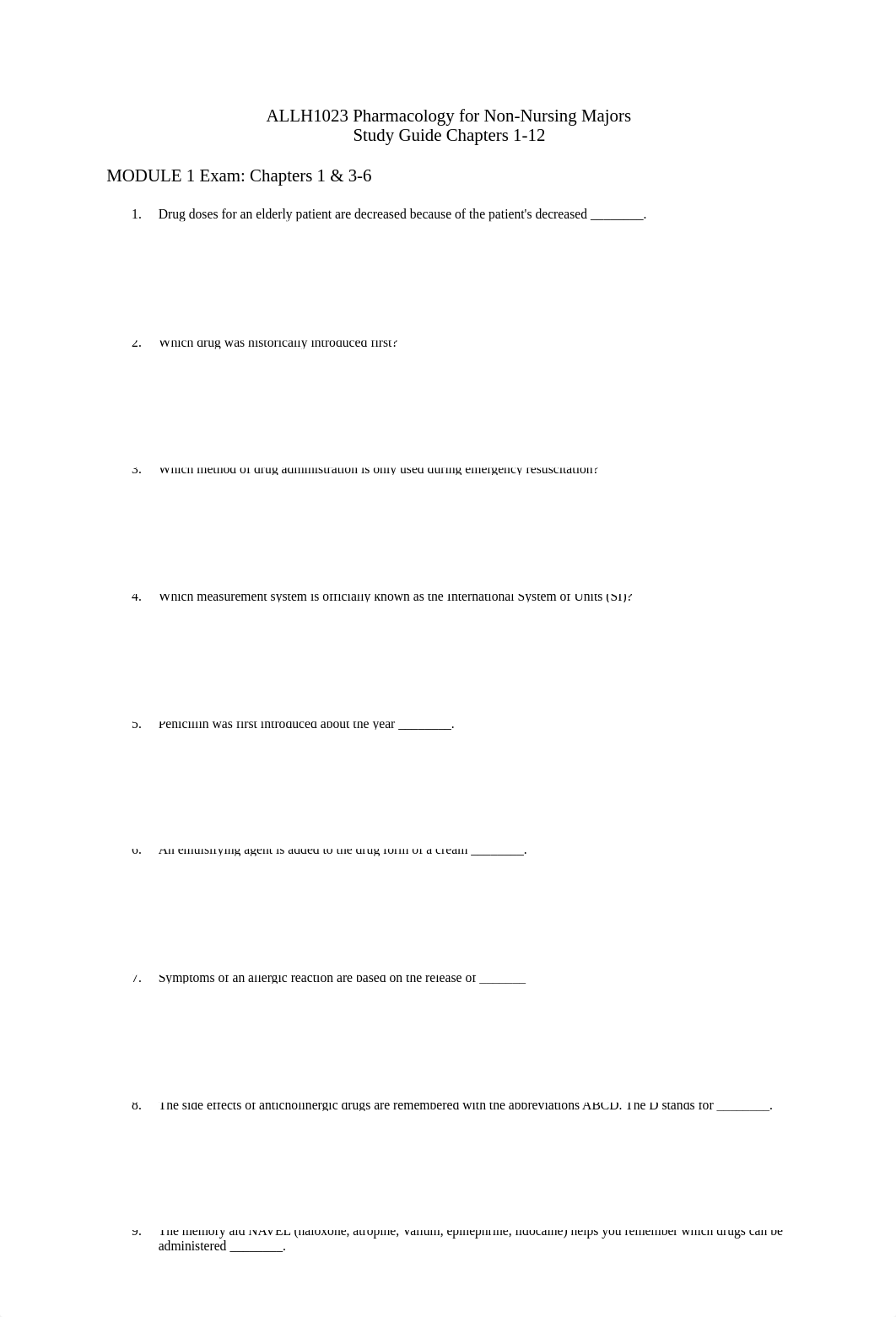 ALLH 1023 PHARM MIDTERM Study Guide.docx_drkj82654sp_page1