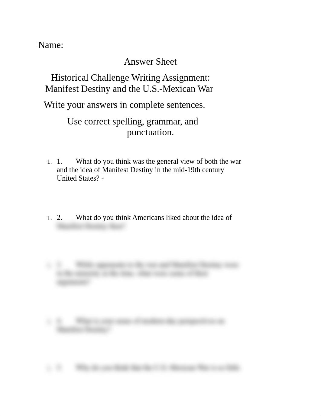 ANSWER SHEET Historical Challenge Manifest Destiny and the U.S. Mexican War.rtf_drl0807eu5y_page1