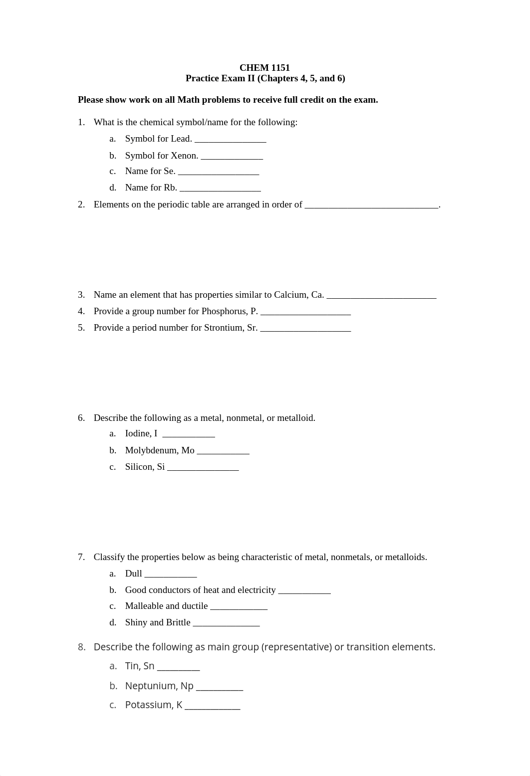 CHEM 1151 Practice Exam II (Chapters 4,5, and 6).docx_drl4pifqxtt_page1