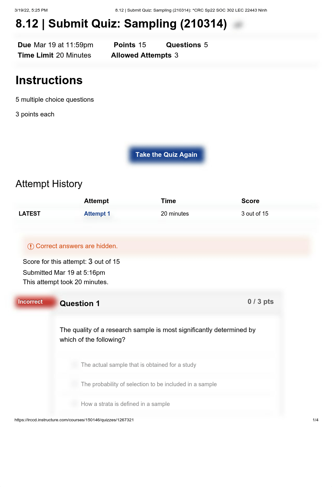 (1st) 8.12 _ Submit Quiz_ Sampling (210314)_ _CRC Sp22 SOC 302 LEC 22443 Ninh.pdf_drl586tnfom_page1