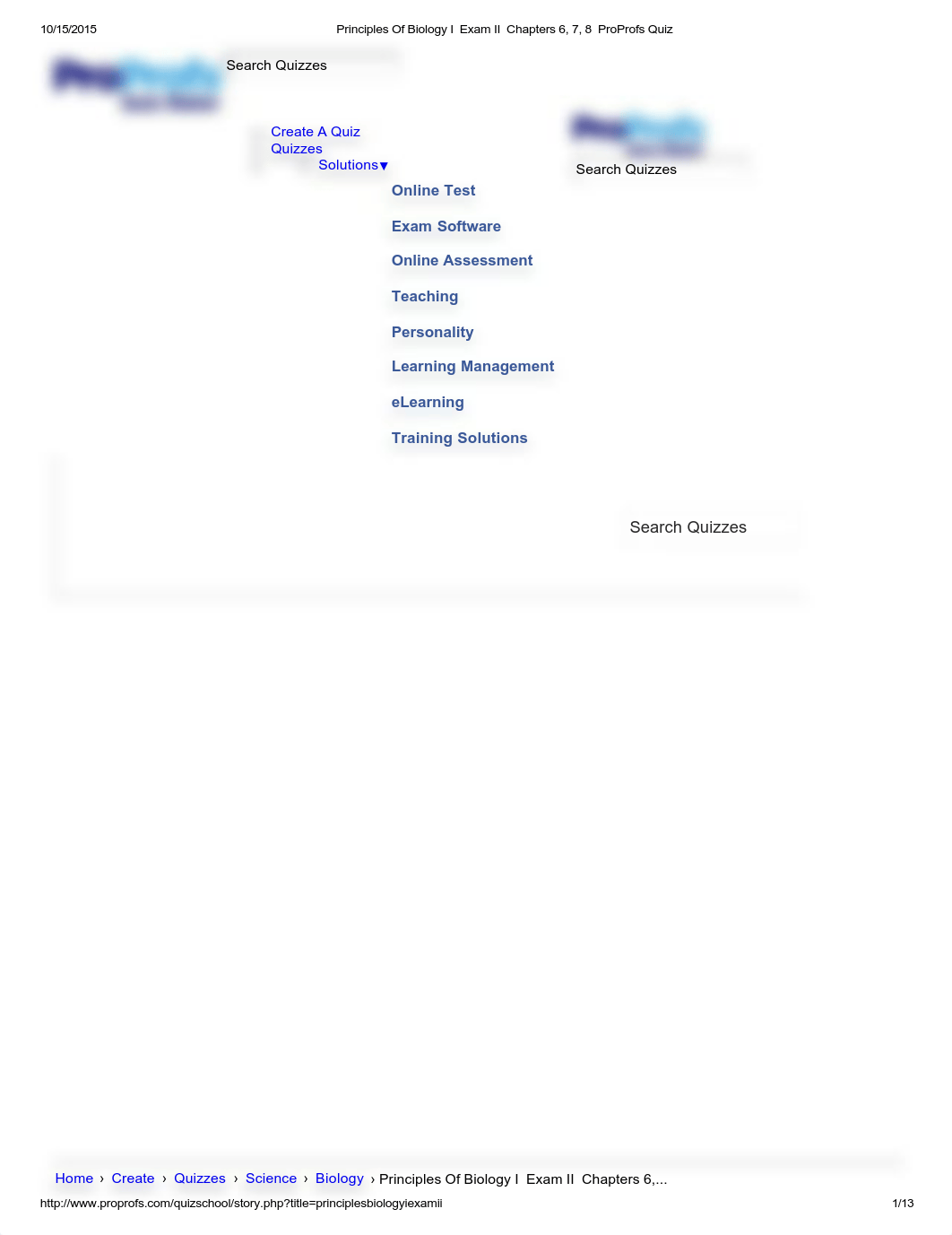 Principles Of Biology I - Exam II - Chapters 6, 7, 8 - ProProfs Quiz_drlao1ceok8_page1