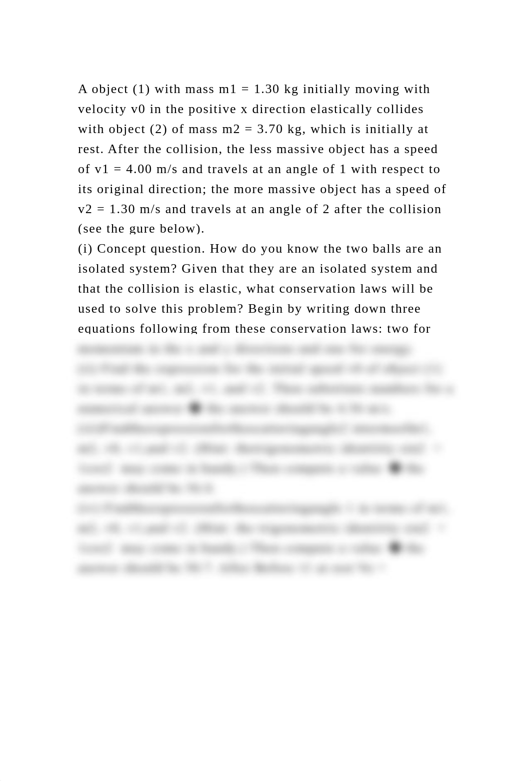 A object (1) with mass m1 = 1.30 kg initially moving with velocity v.docx_drlfwmsqkk4_page2