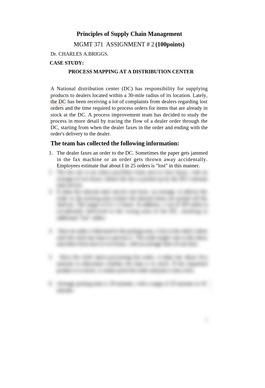 ASSIGNMENT #2  Process Mapping at DISTRIBUTION cENTER.docx_drmm4k21n1a_page1