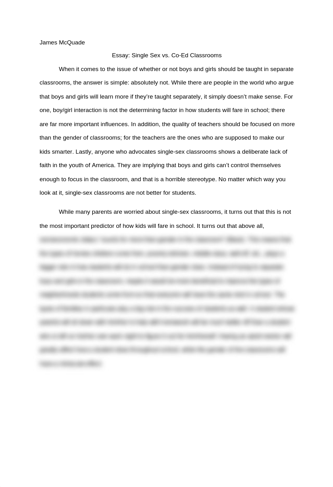 Essay: Single Sex vs. Co-Ed Classrooms_drn18p6ocsn_page1