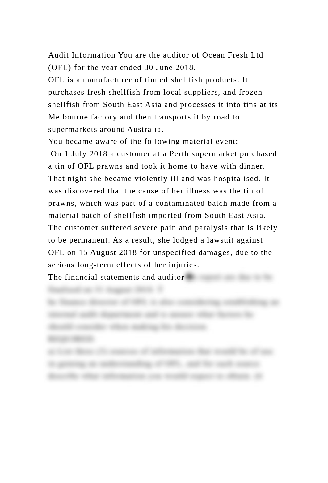 Audit Information You are the auditor of Ocean Fresh Ltd (OFL) for t.docx_drnbklx6a8h_page2