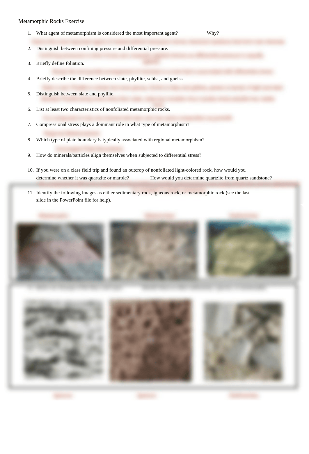 Metamorphic Rocks Exercise.pdf_drnp3imxfm4_page1