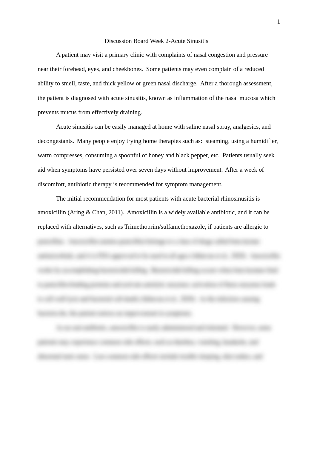 Discussion Board Week 2-Acute Sinusitis.docx_dro2x63q3p1_page1