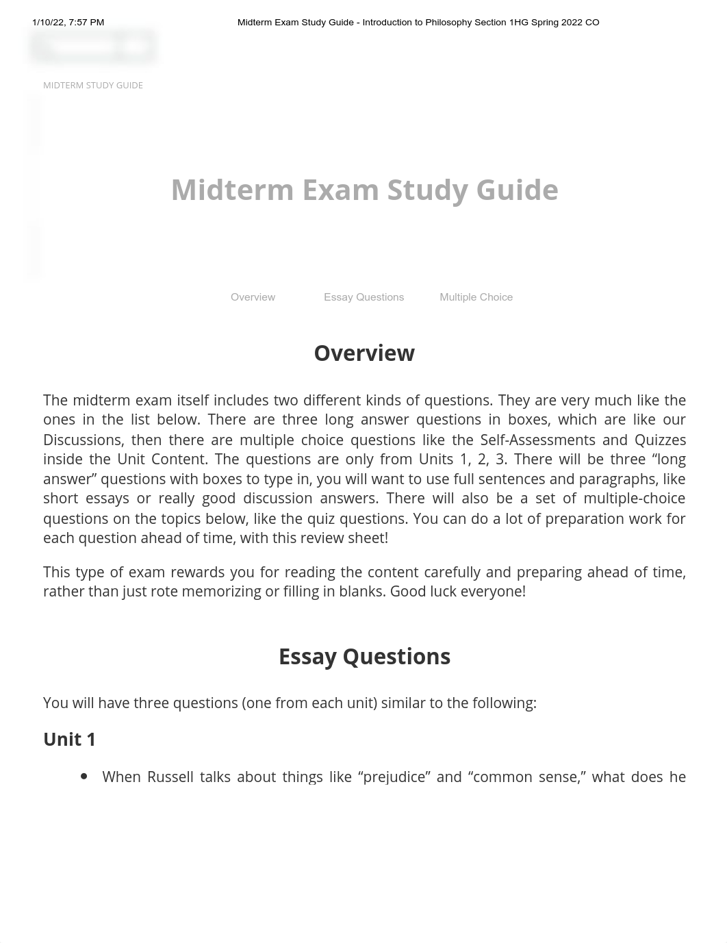 Midterm Exam Study Guide - Introduction to Philosophy Section 1HG Spring 2022 CO.pdf_dronqffhmzq_page1