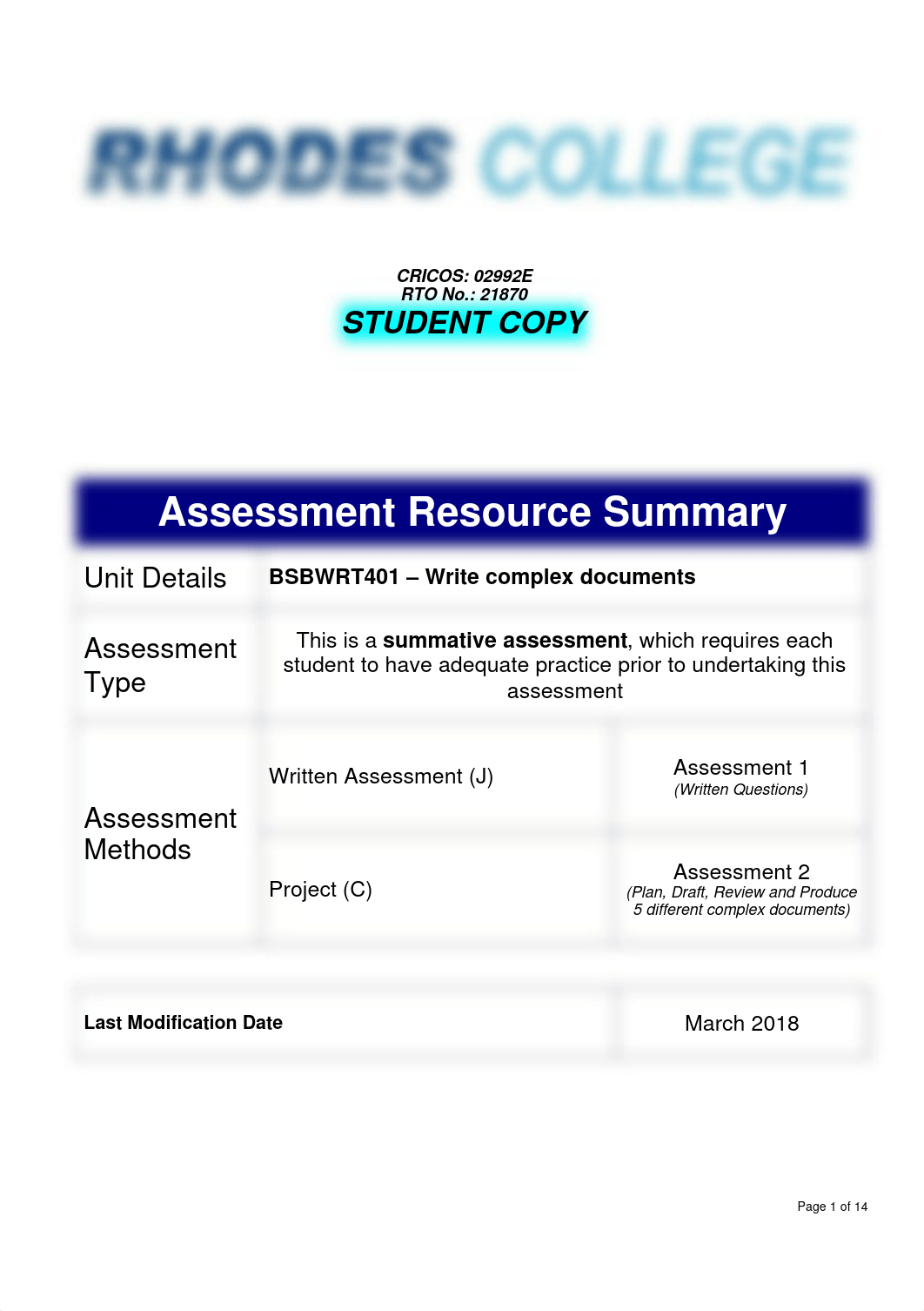 SATool - BSBWRT401 - Write Complex Documents - v Mar 2018.pdf_drow1ac0o70_page1