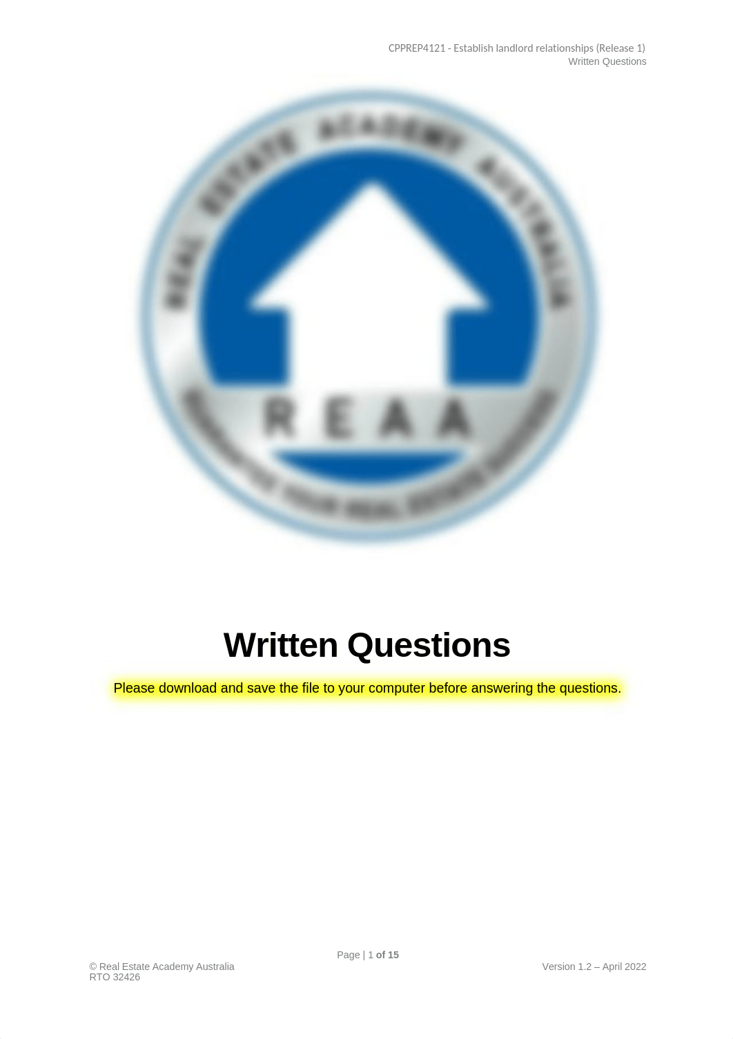 REAA - CPPREP4121 - Written Questions v1.2.docx_drq1djc4f4f_page1