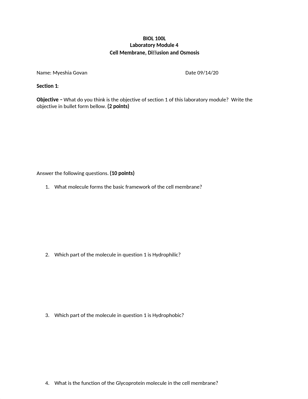 BIOL100L - Worksheet Lab Module 4 Modified 2020 - Cell membranes, diffusion and Osmosis.docx_drqydkxsboq_page1