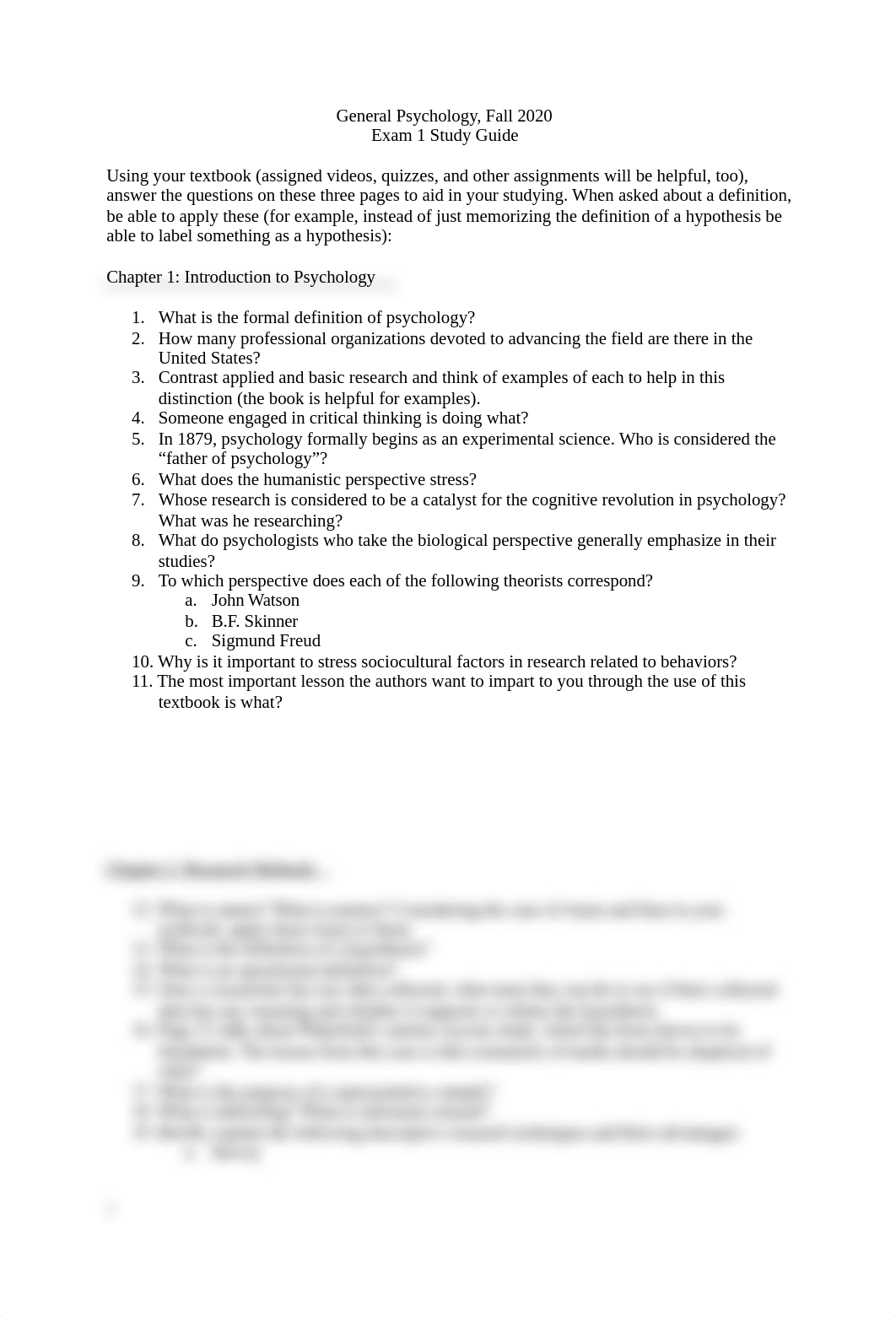 General Psychology Exam 1 Study Guide Fall 2020 (1).docx_drr3v2boamq_page1