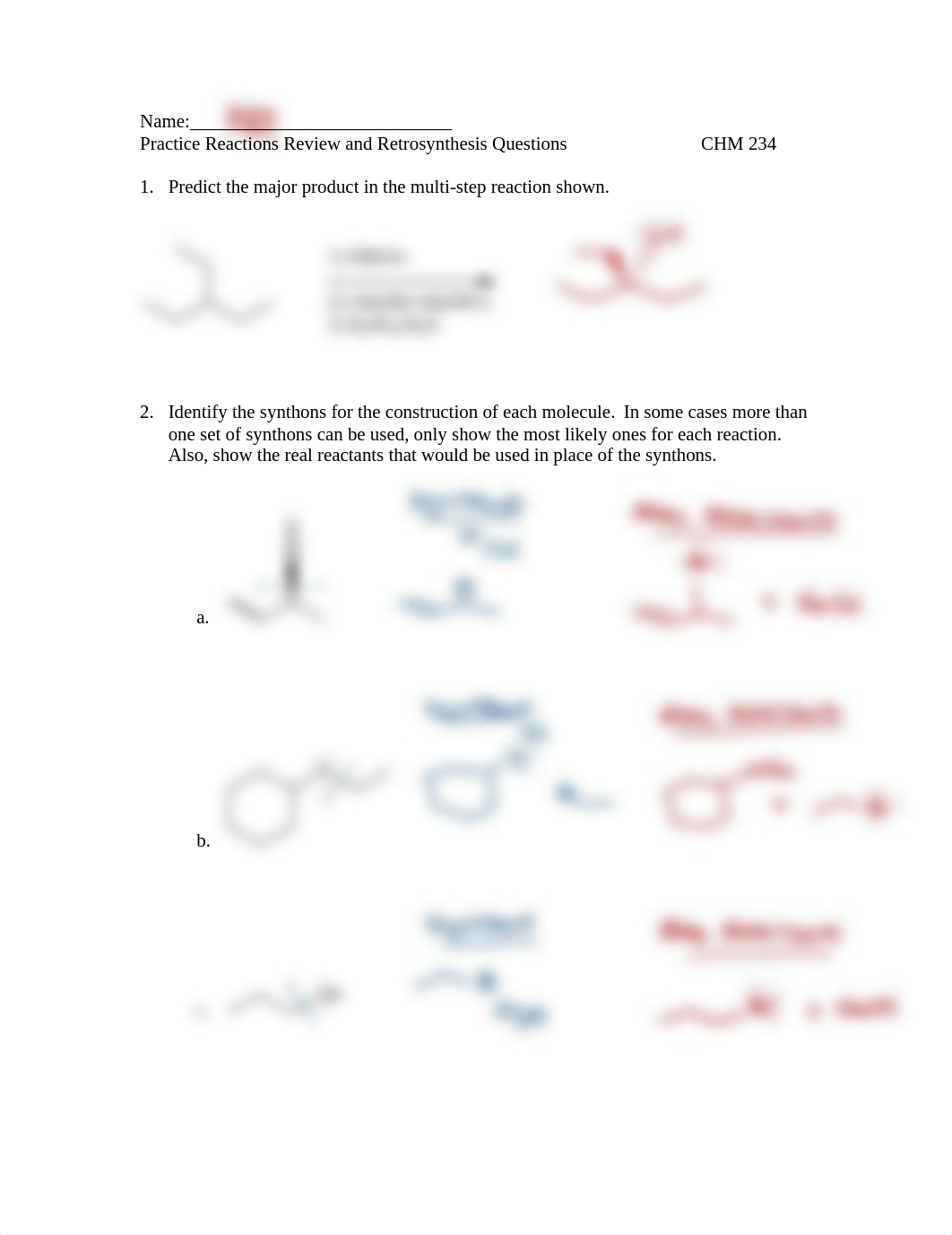 CHM 234 Practice Reactions Review and Retrosynthesis Questions KEY.pdf_drrhdmabswd_page1