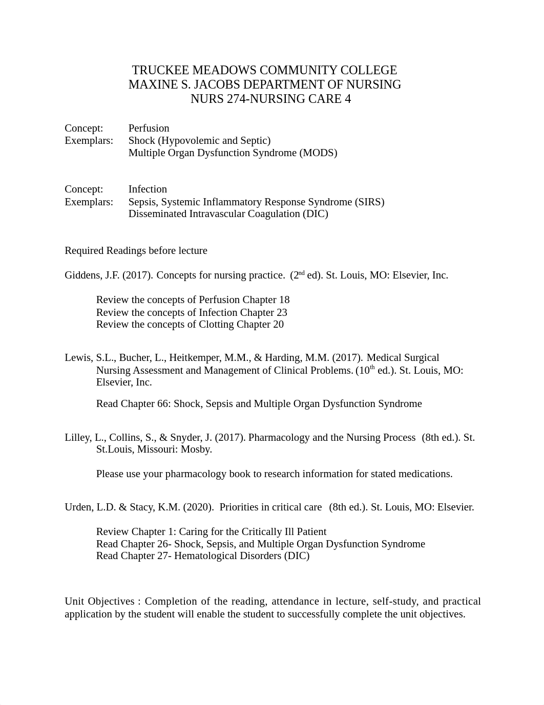 274 Objectives Shock, Sepsis, MODS, & DIC .docx_drsctec4nm9_page1