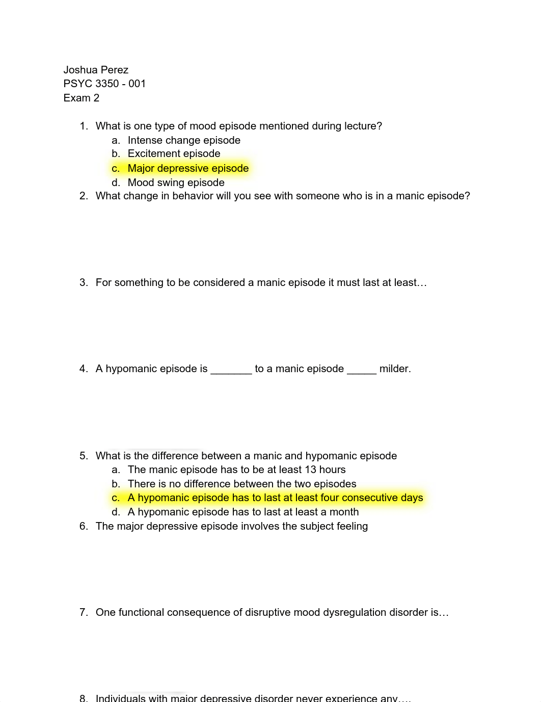 JOSHUA PEREZ PSYC 3350 - 001 Exam 2.pdf_drsr0z7u3si_page1