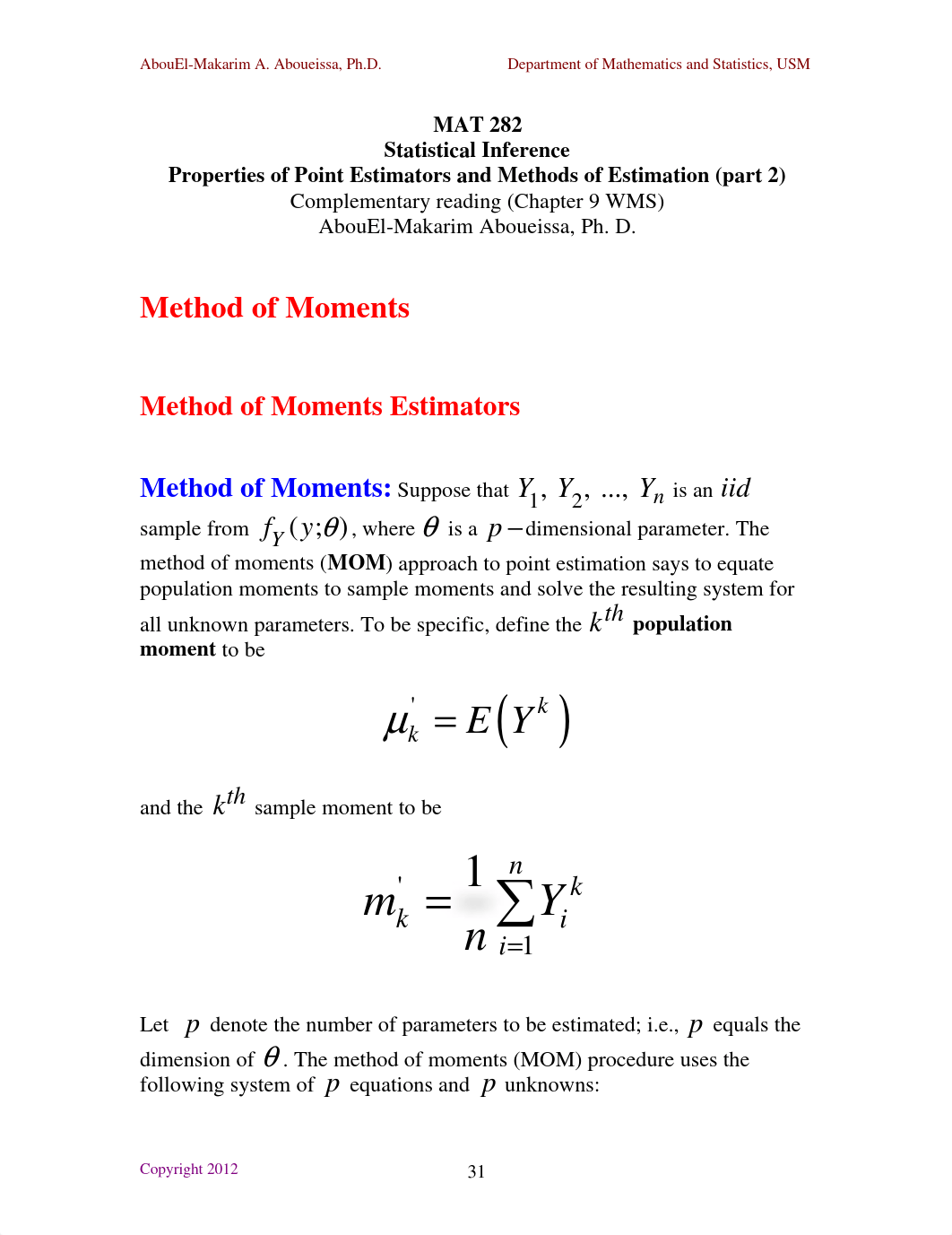 Chapter 9 - - Properties of Point Estimators and Methods of Estimation (part 2)_drtb502iynx_page1