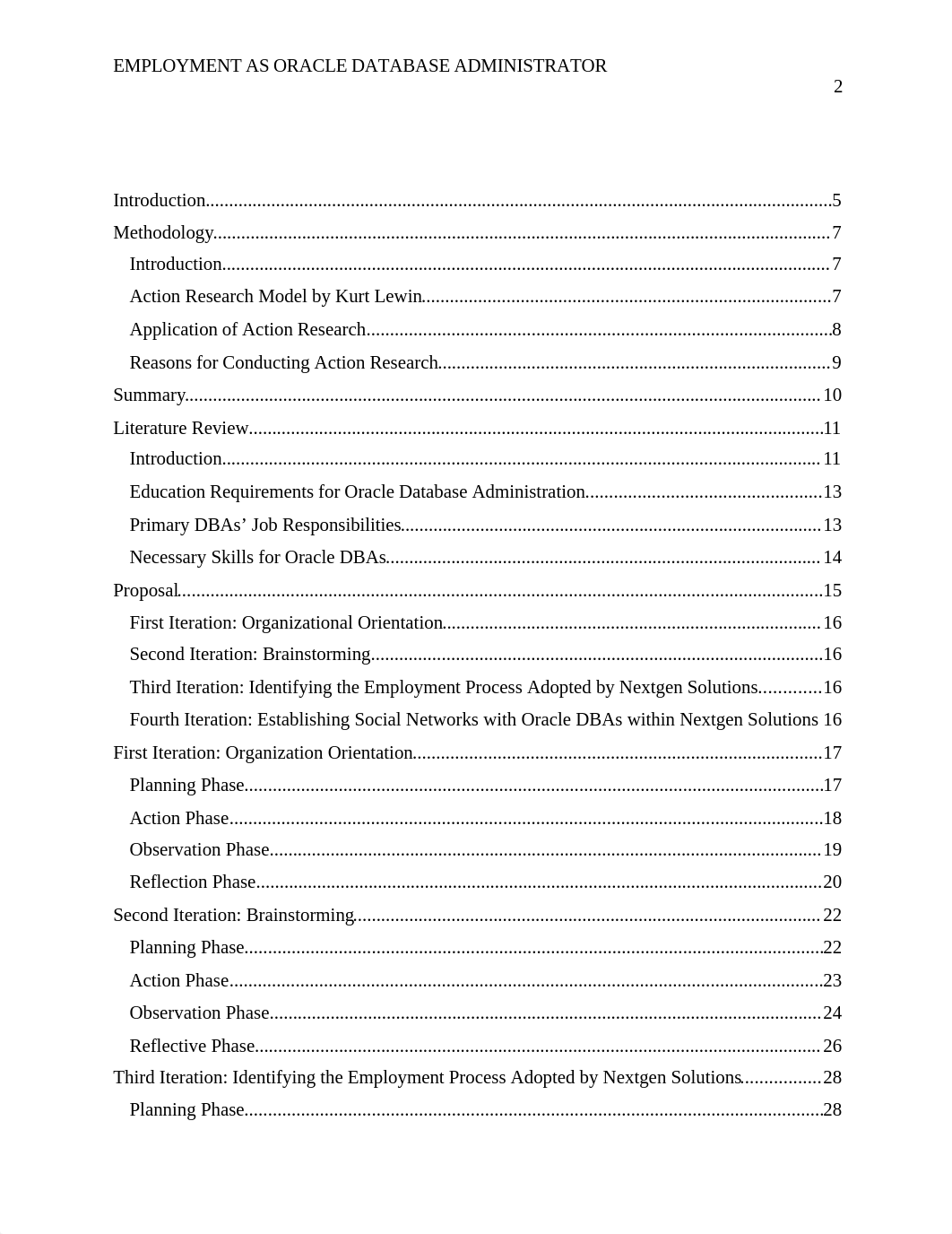 Process of securing employment as oracle database administrator, Action Research_Final Paper_dru337fv2bw_page2