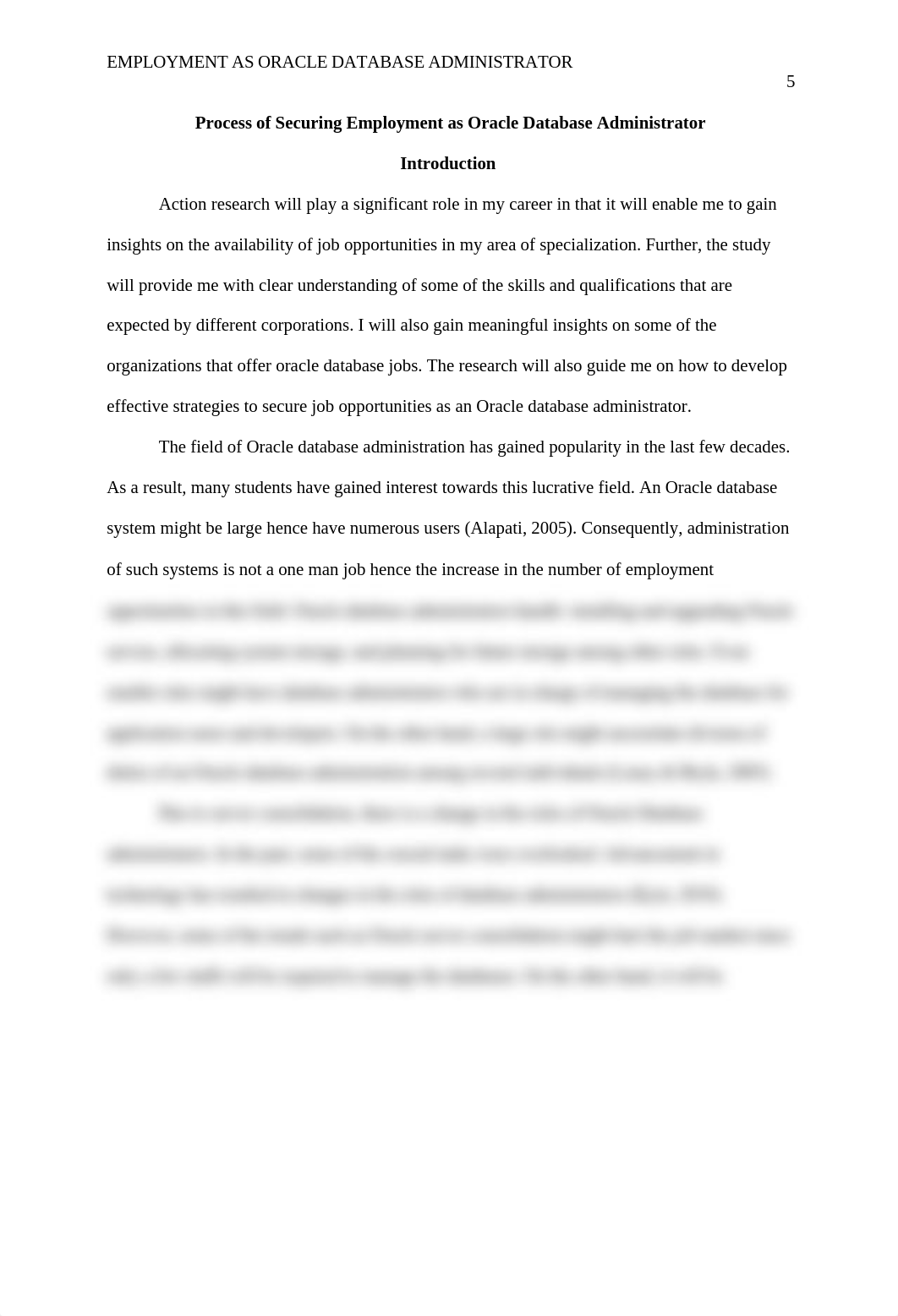 Process of securing employment as oracle database administrator, Action Research_Final Paper_dru337fv2bw_page5