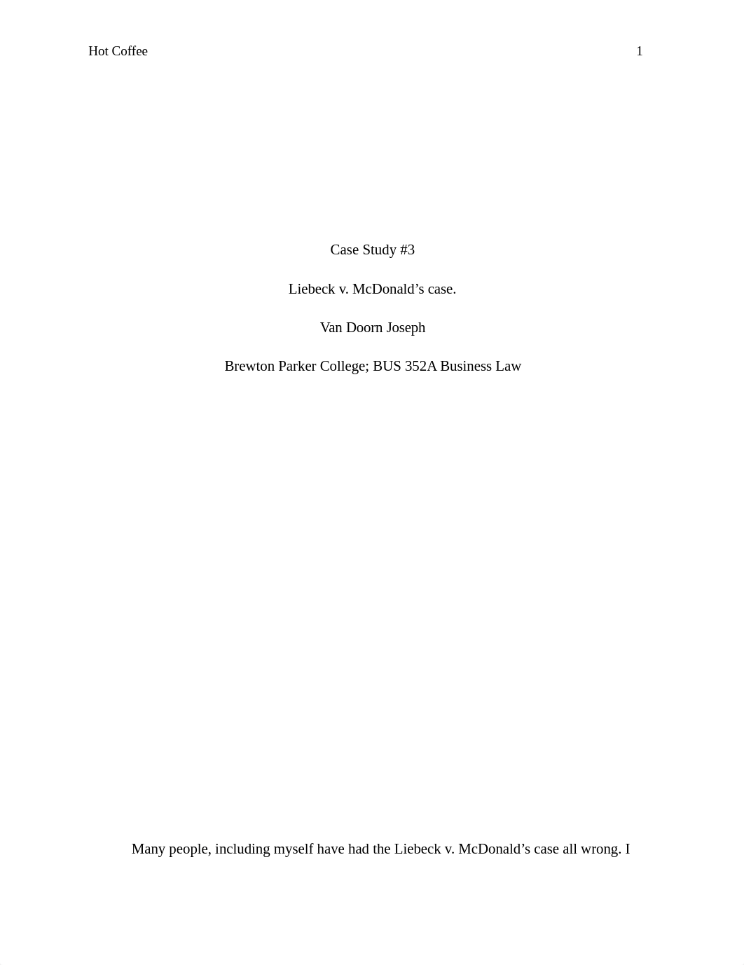 Case Study #3  Liebeck v. McDonald's case. JdV.docx_drujdnhyoz8_page1