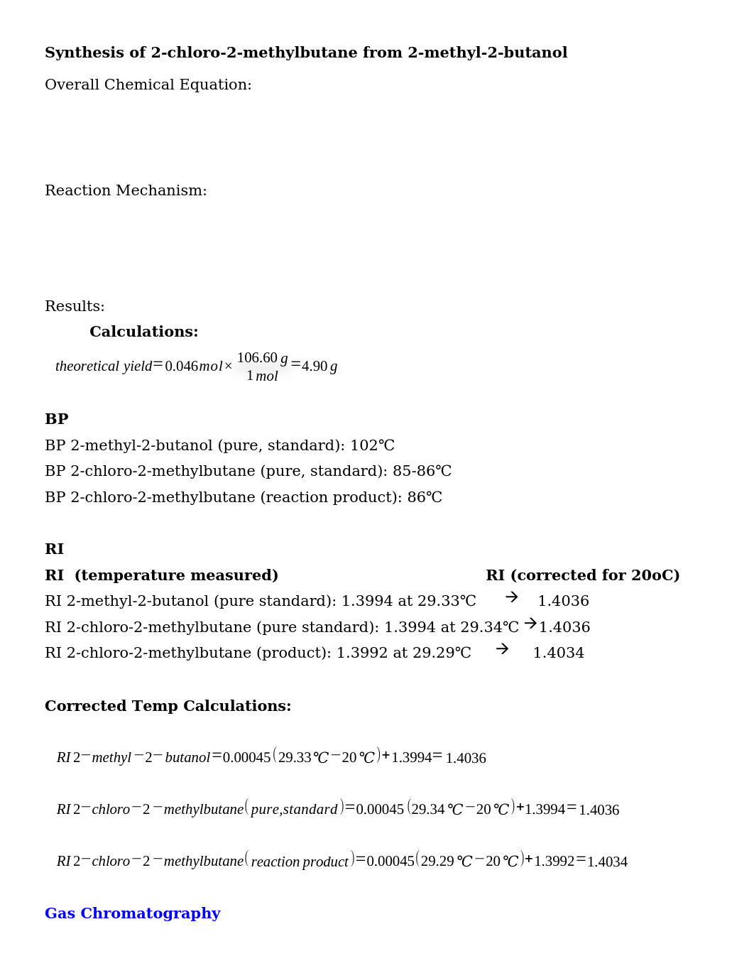 Lab Report - synthesis of 2-chloro-2-methylbutane.docx_druzctgghhv_page1