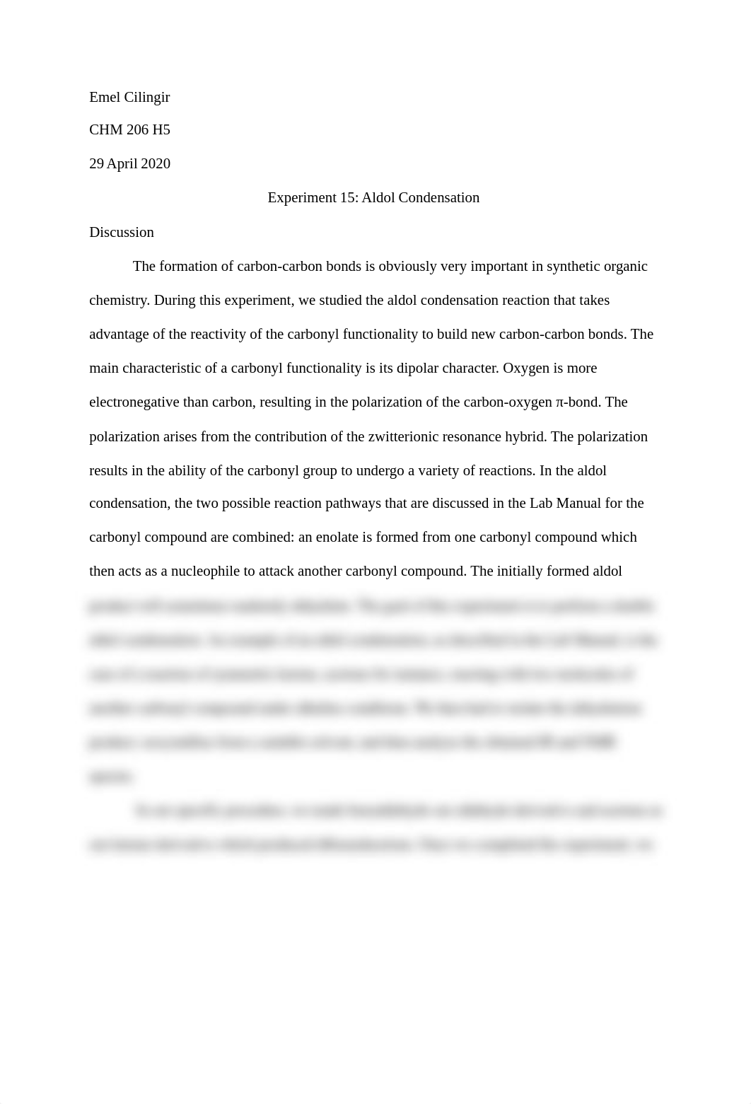 Aldol Condensation Experiment 15 Lab Report .docx_drvbxv5fdzg_page1