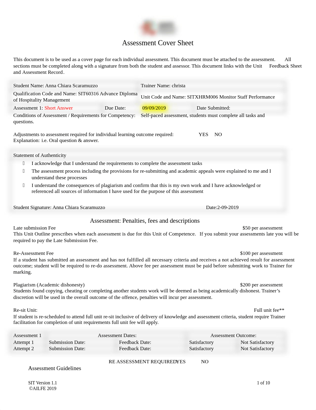 SITXHRM006 Assessment 1 -Short Answers - CHRISTA- Anna Chiara Scaramuzzo.docx_drwqh84wfpe_page1