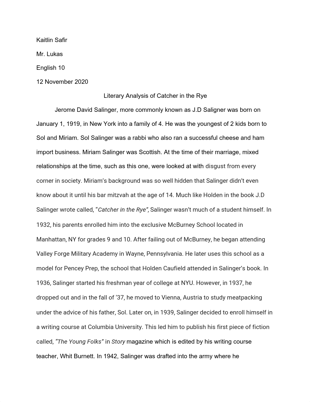 Kaitlin Safir - _Catcher in the Rye_ Literary Analysis.pdf_drxj6x4kg8f_page1